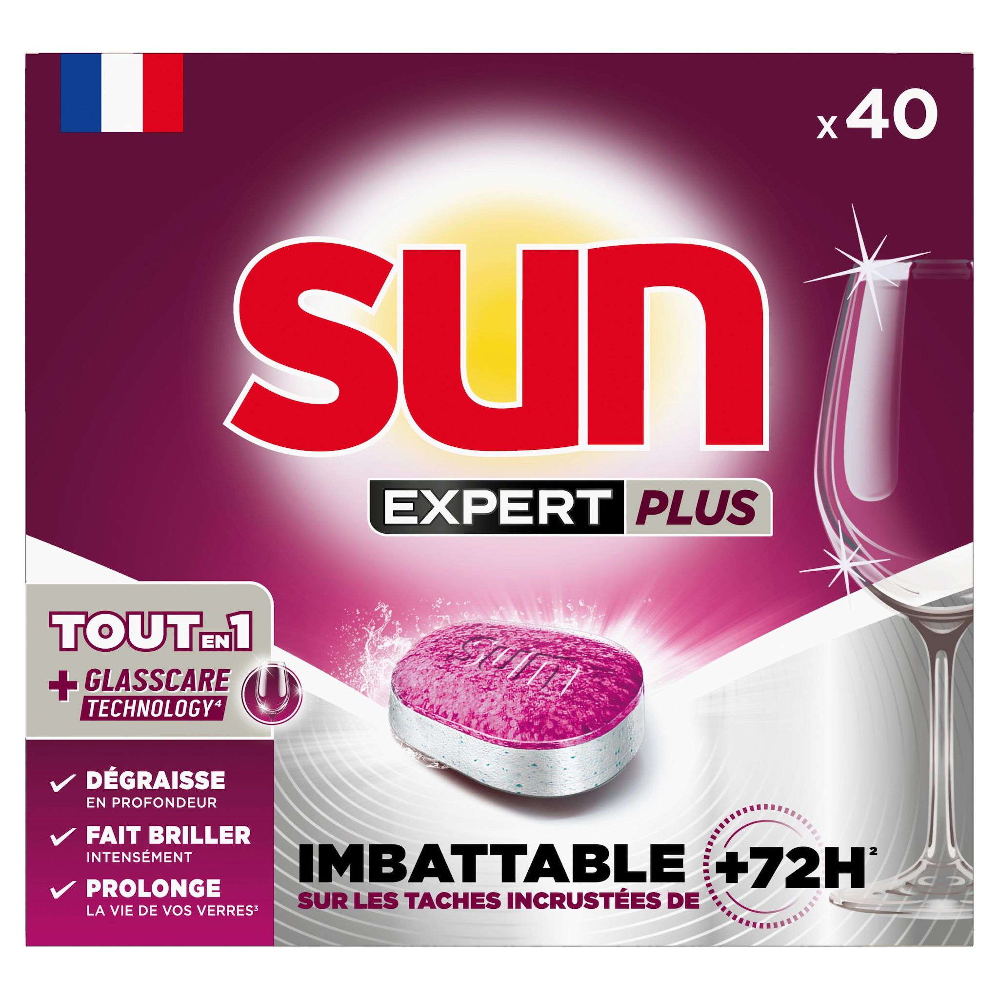 Voir la diapositive 2 : SUN Expert plus tablettes lave-vaisselle tout en 1 40 tablettes