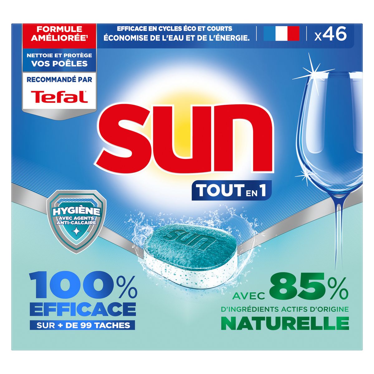 SUN Tablettes lave-vaisselle anti-calcaire 46 tablettes