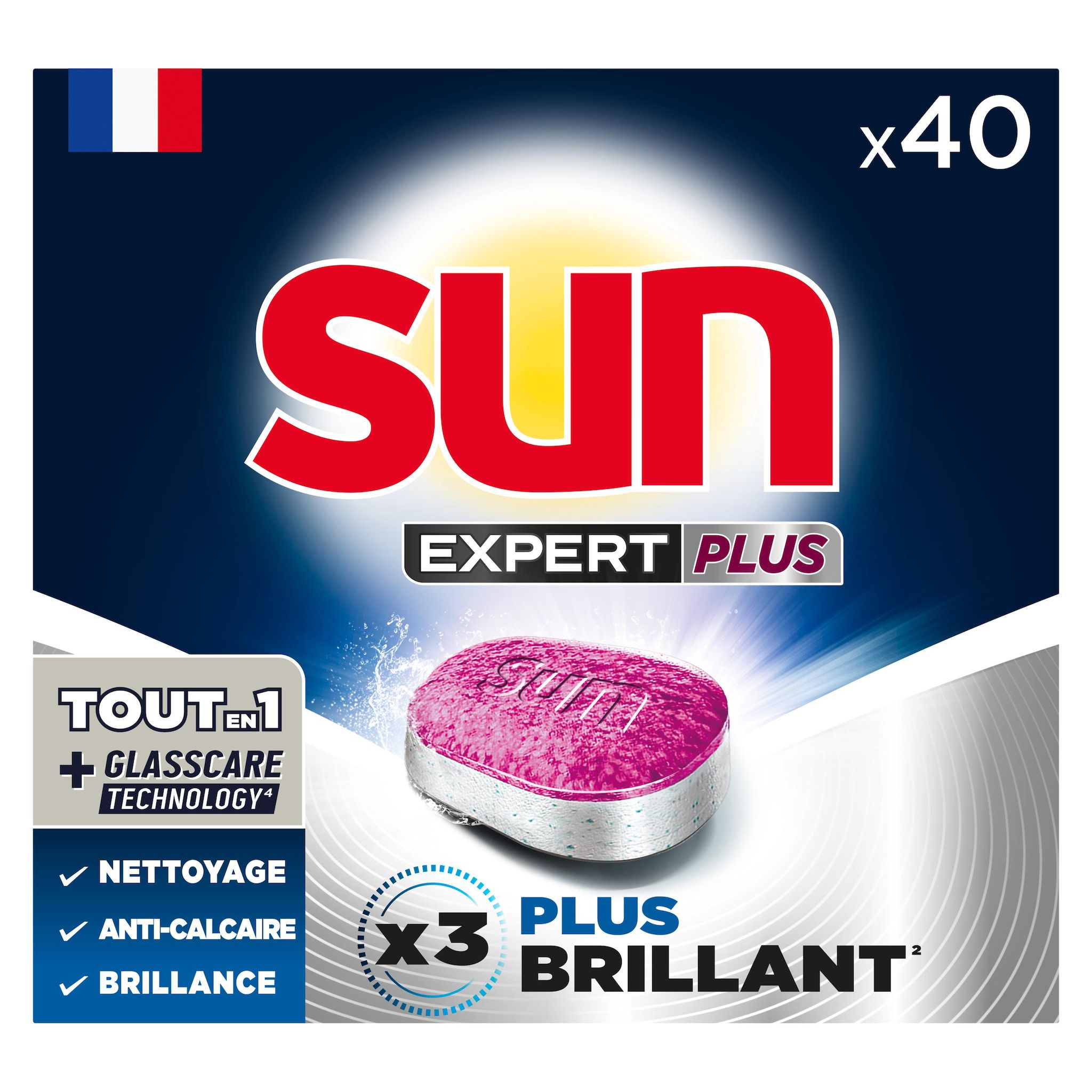 Voir la diapositive 2 : SUN Expert plus tablettes lave-vaisselle tout en 1 40 tablettes
