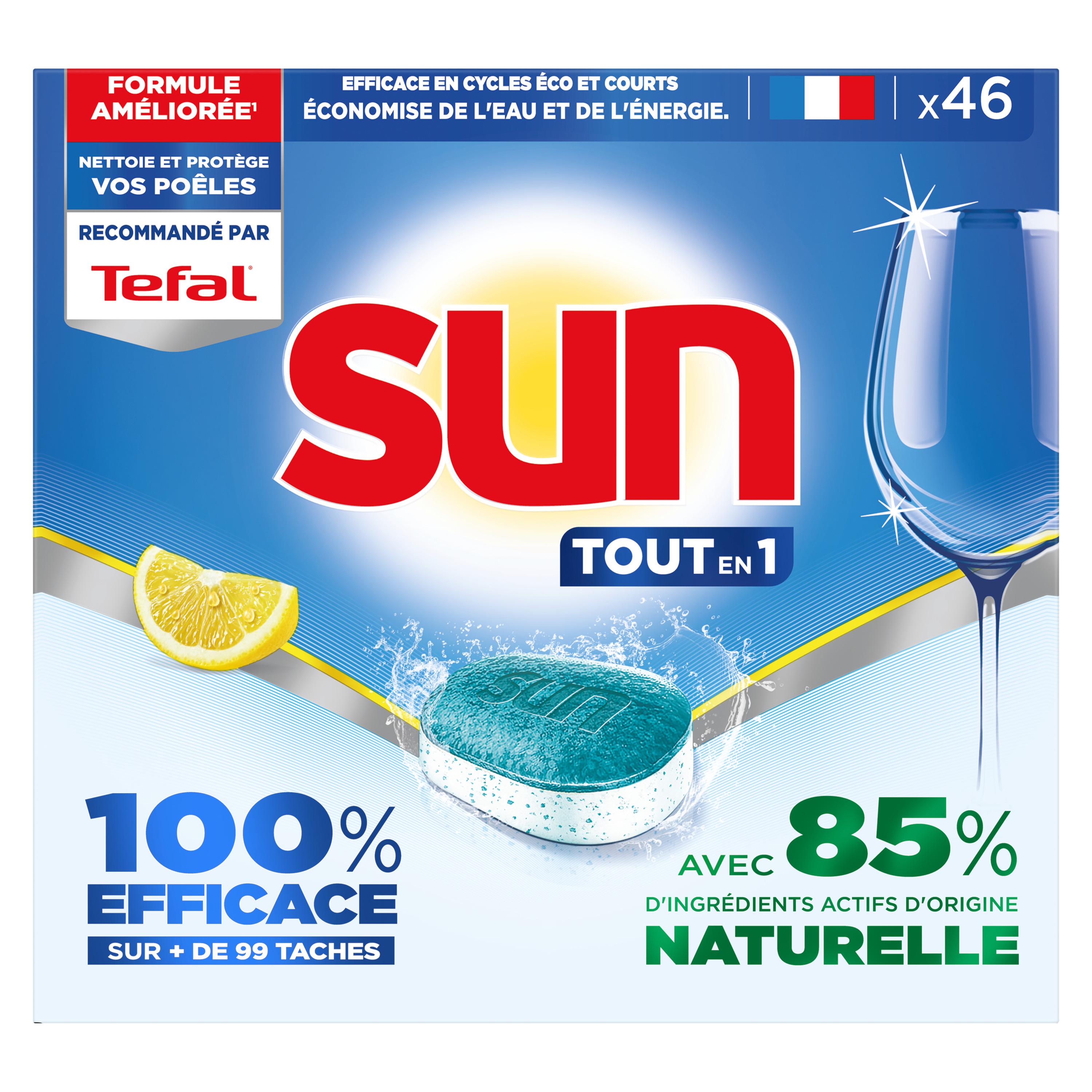 Voir la diapositive 2 : SUN Tablettes lave-vaisselle tout en 1 citron 46 lavages 759g