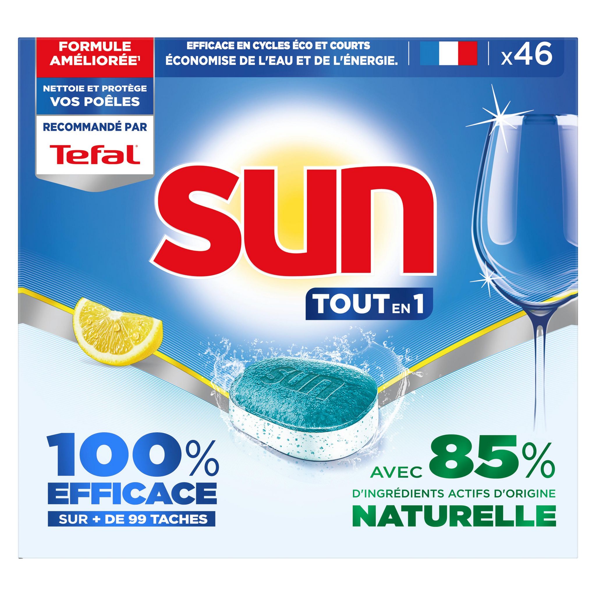 Voir la diapositive 2 : SUN Tablettes lave-vaisselle tout en 1 citron 46 tablettes