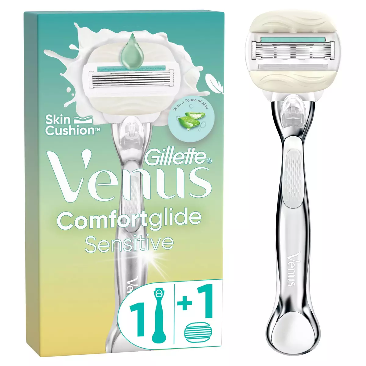 VENUS Comfort glide rasoir sensitive 1 rasoir + 1 recharge