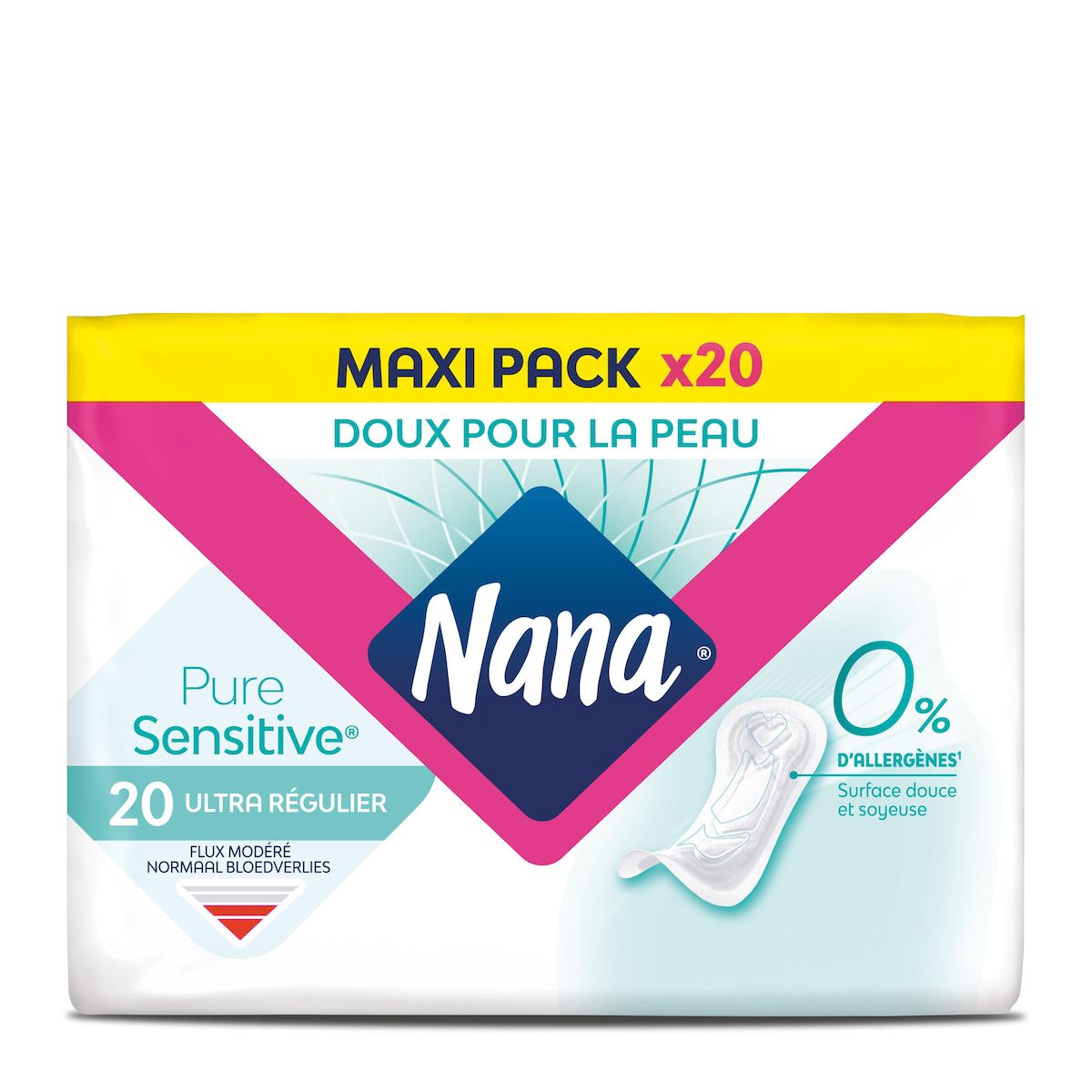 NANA Pure Sensitive Serviettes hygiéniques ultra régulier 20 serviettes