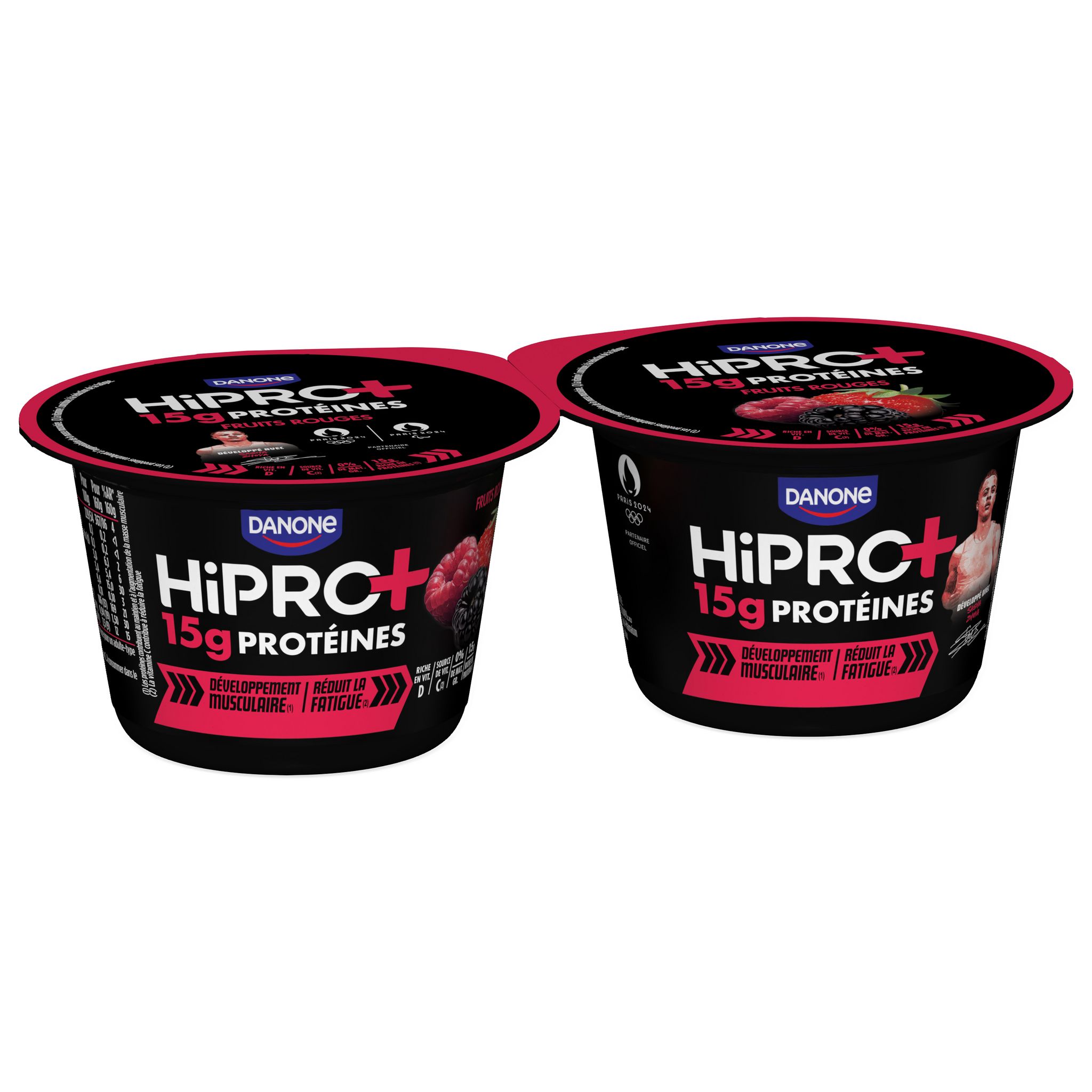 HIPRO Yaourt protéiné saveur fruits rouges 0% MG 2x160g