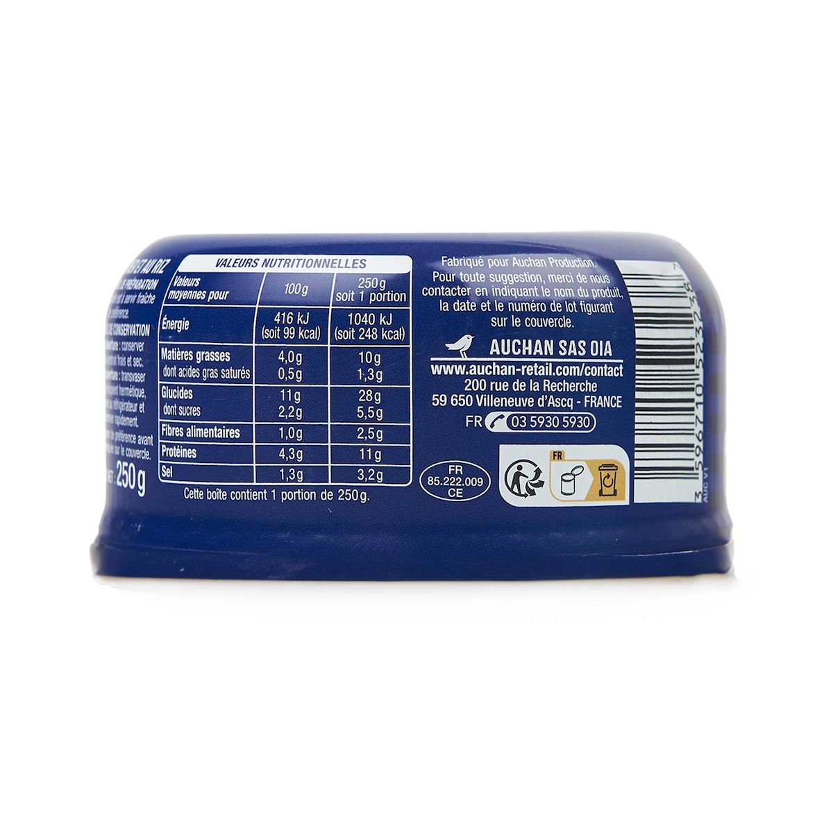 AUCHAN Salade de riz et de fruits de mer grecque 250g