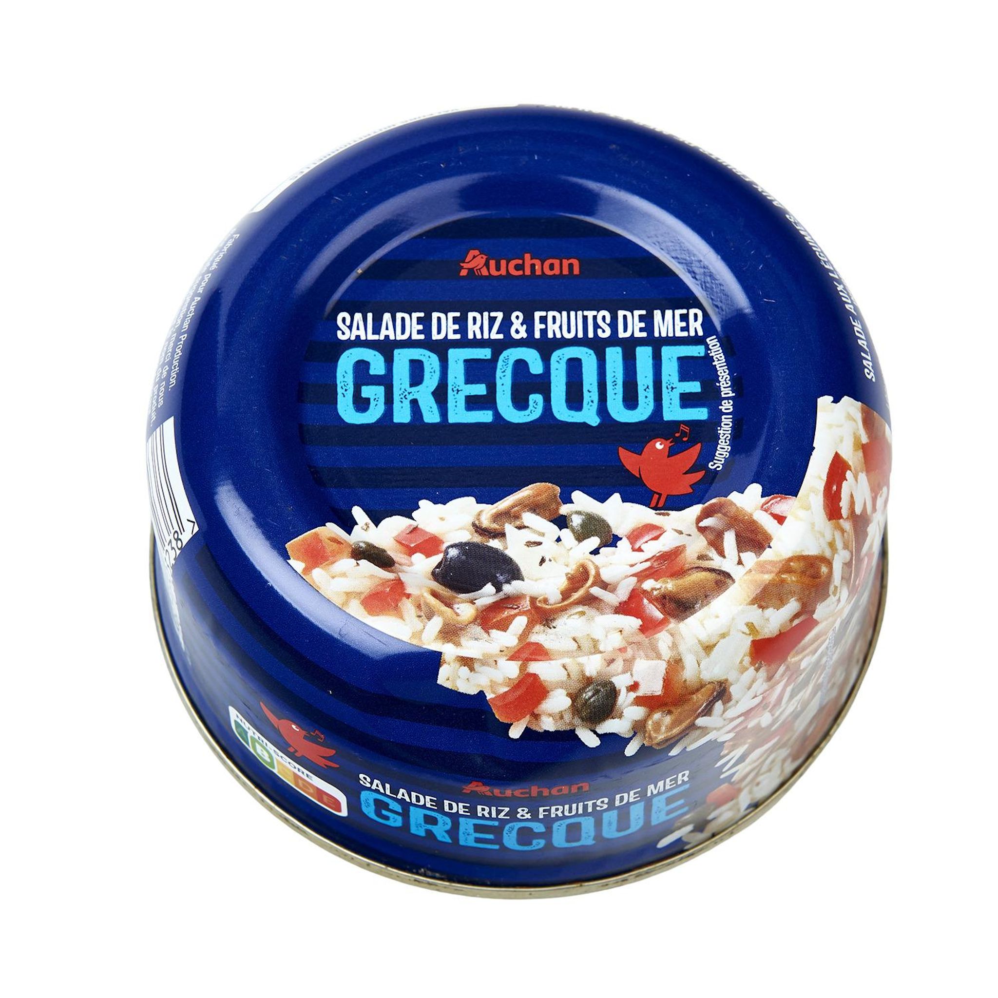 Voir la diapositive 4 : AUCHAN Salade de riz et de fruits de mer grecque 250g