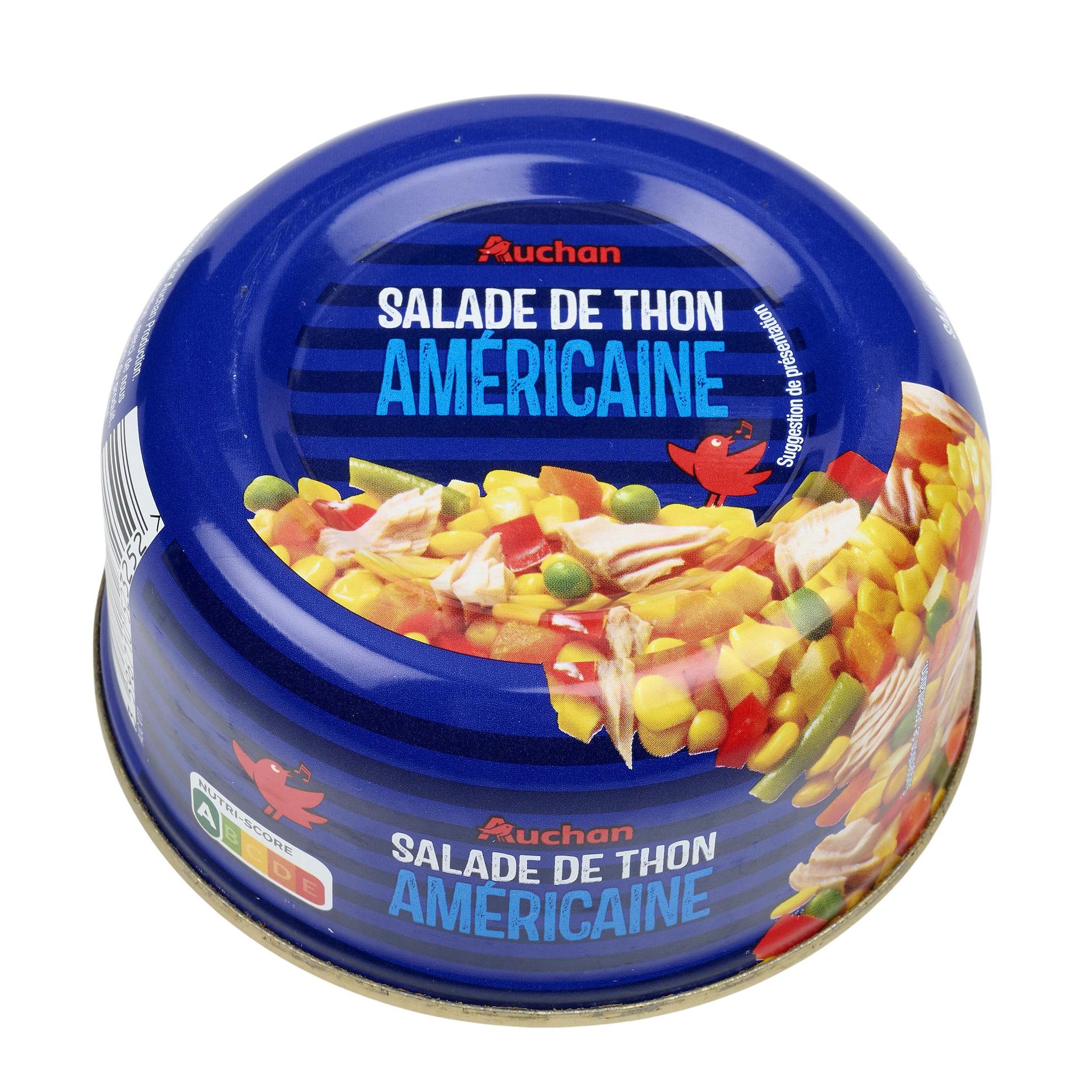Voir la diapositive 2 : AUCHAN Salade américaine au thon 250g