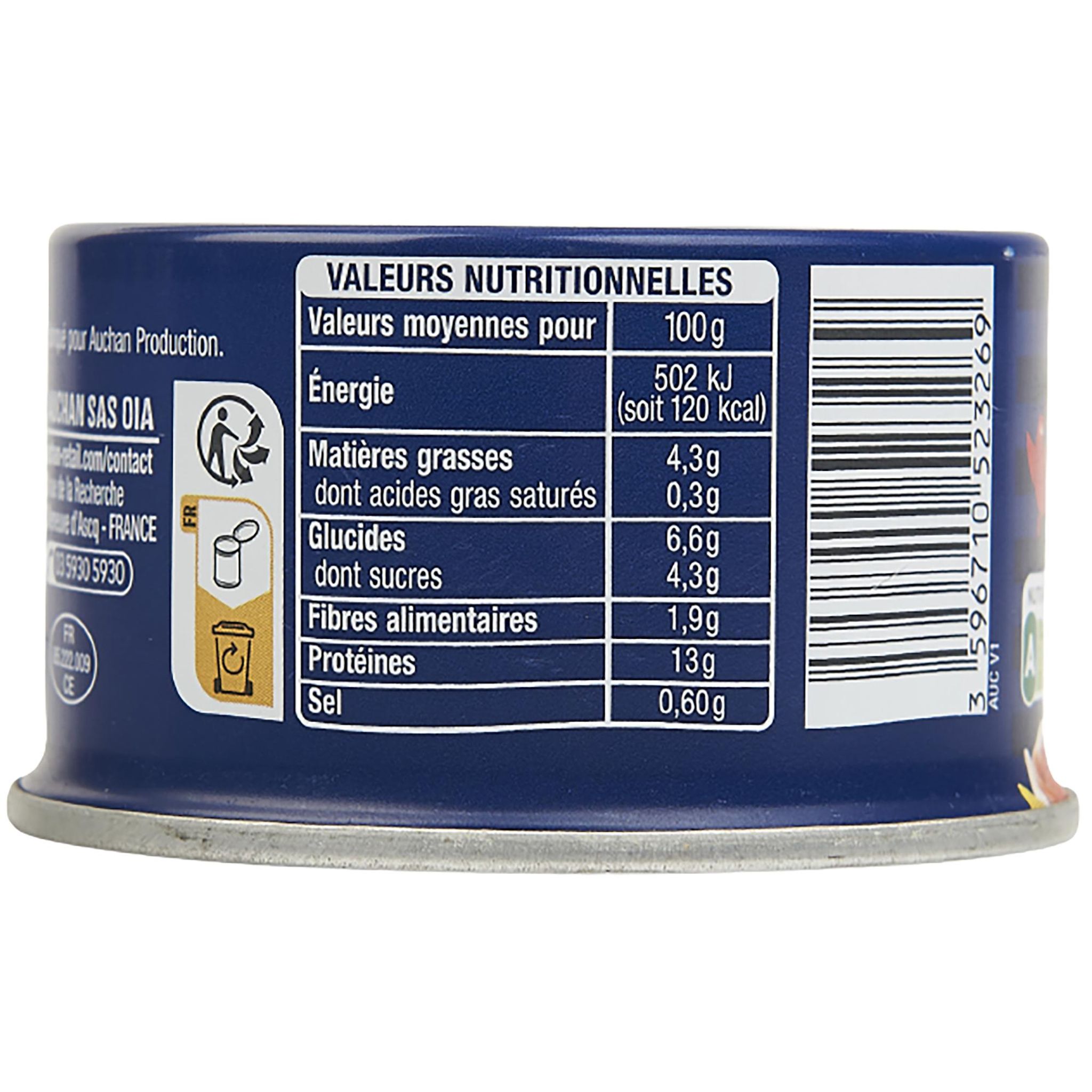 Voir la diapositive 2 : AUCHAN Thon à la mexicaine 135g