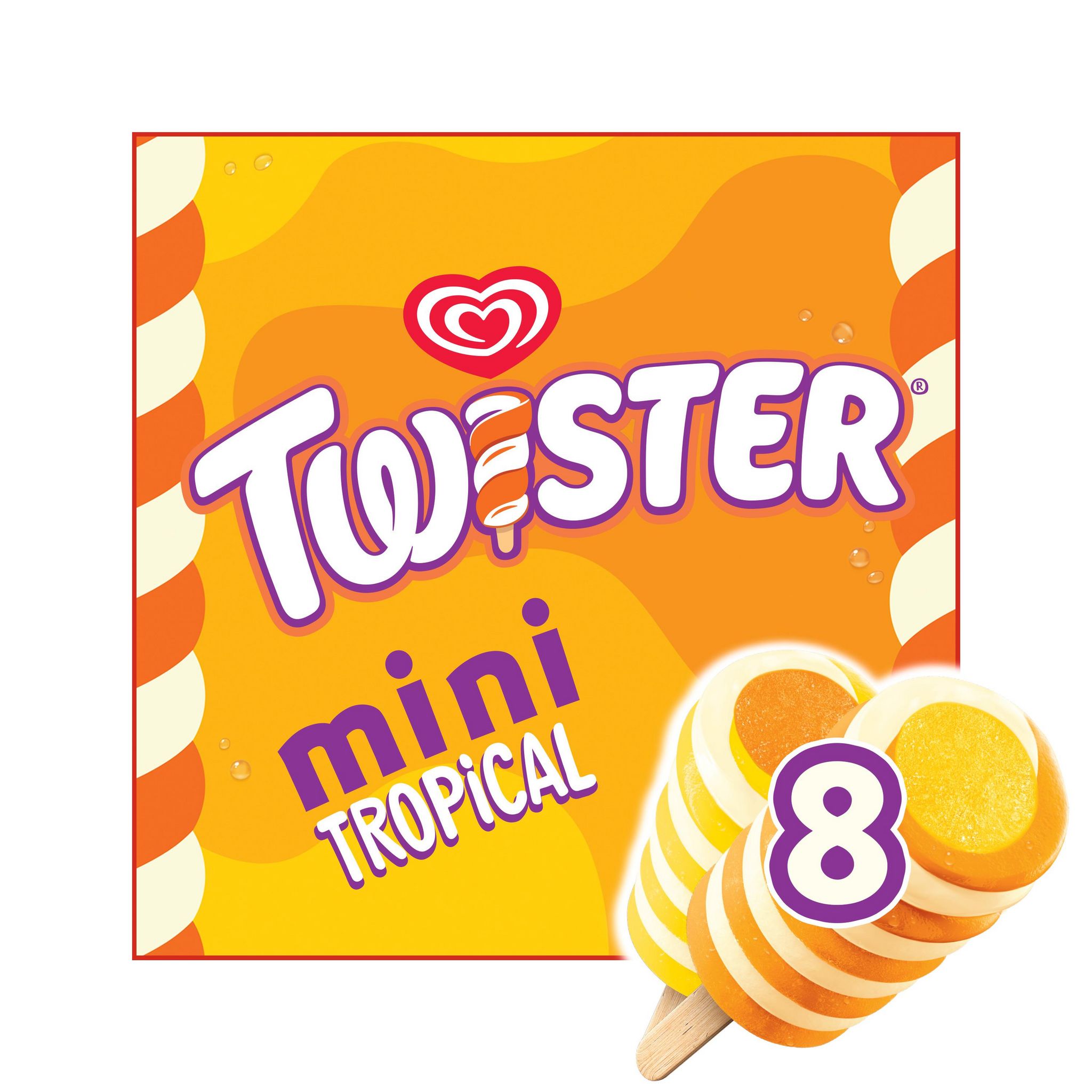 Voir la diapositive 2 : TWISTER Twister mini glace à l'eau vanille tropical 8 pièces 348g
