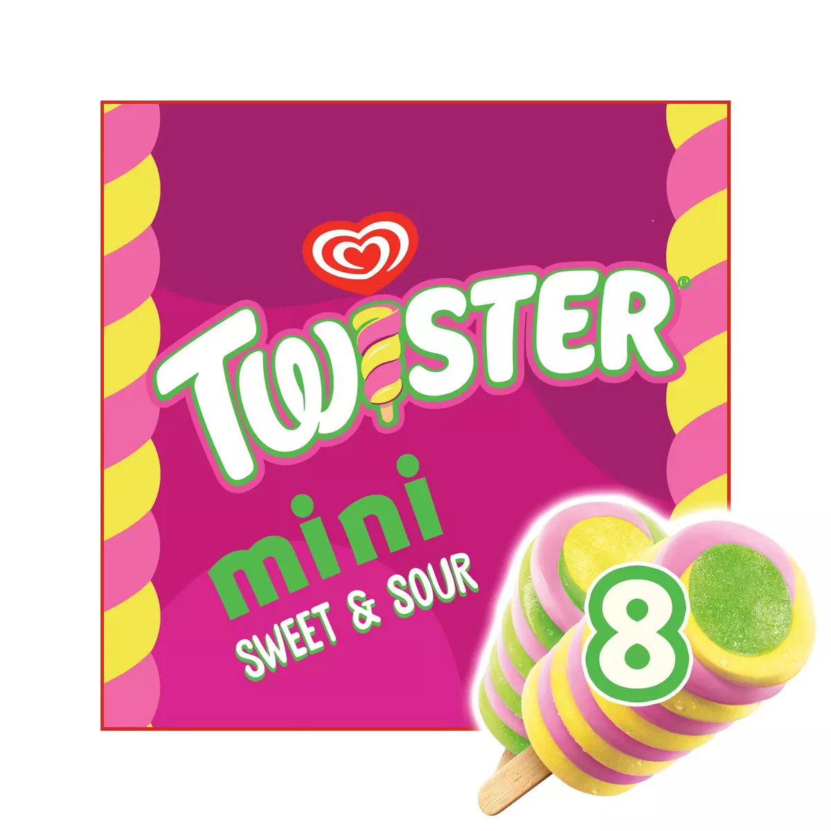 MIKO Twister mini glace à l'eau sweet & sour fraise pomme citron 8 pièces 348g