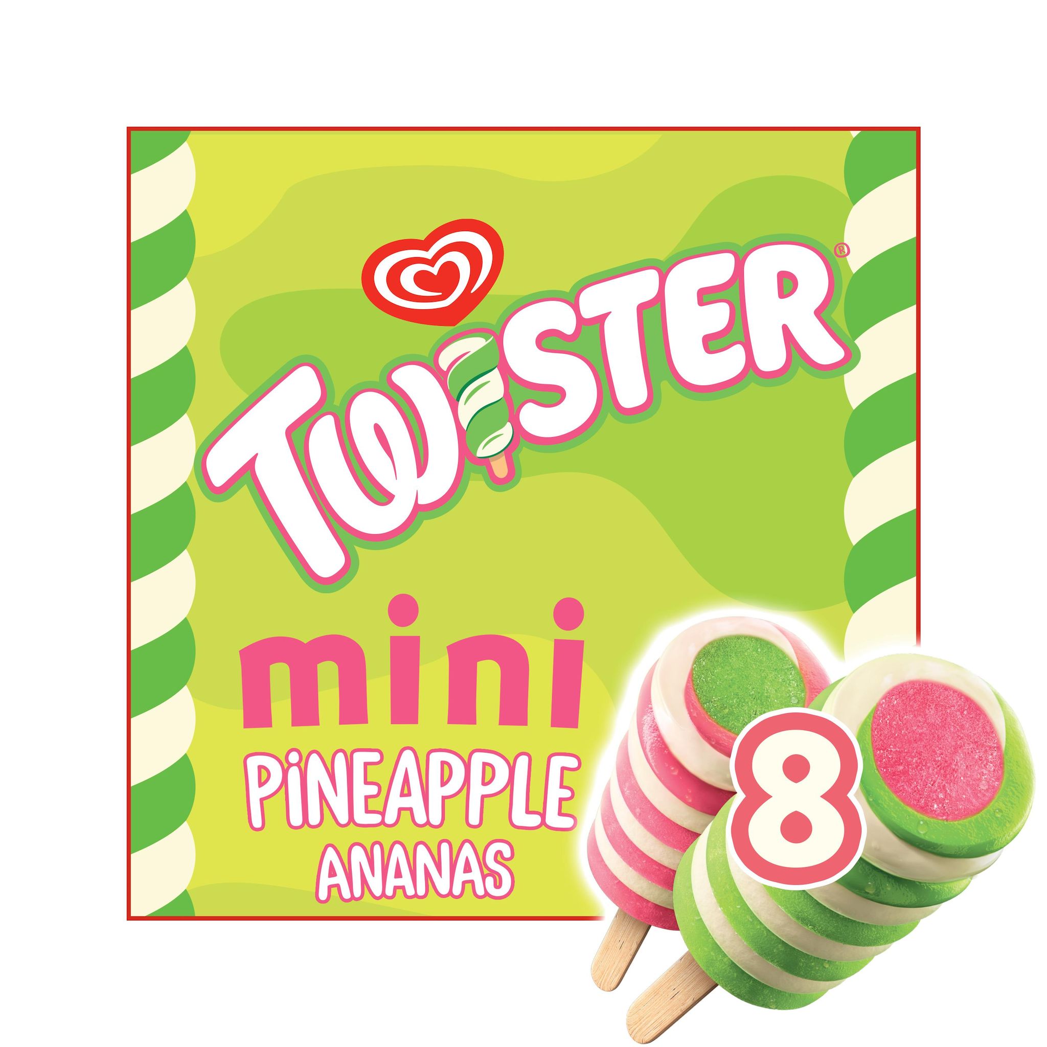 Voir la diapositive 3 : TWISTER Twister mini glace à l'eau ananas fraise citron 8 pièces 312g
