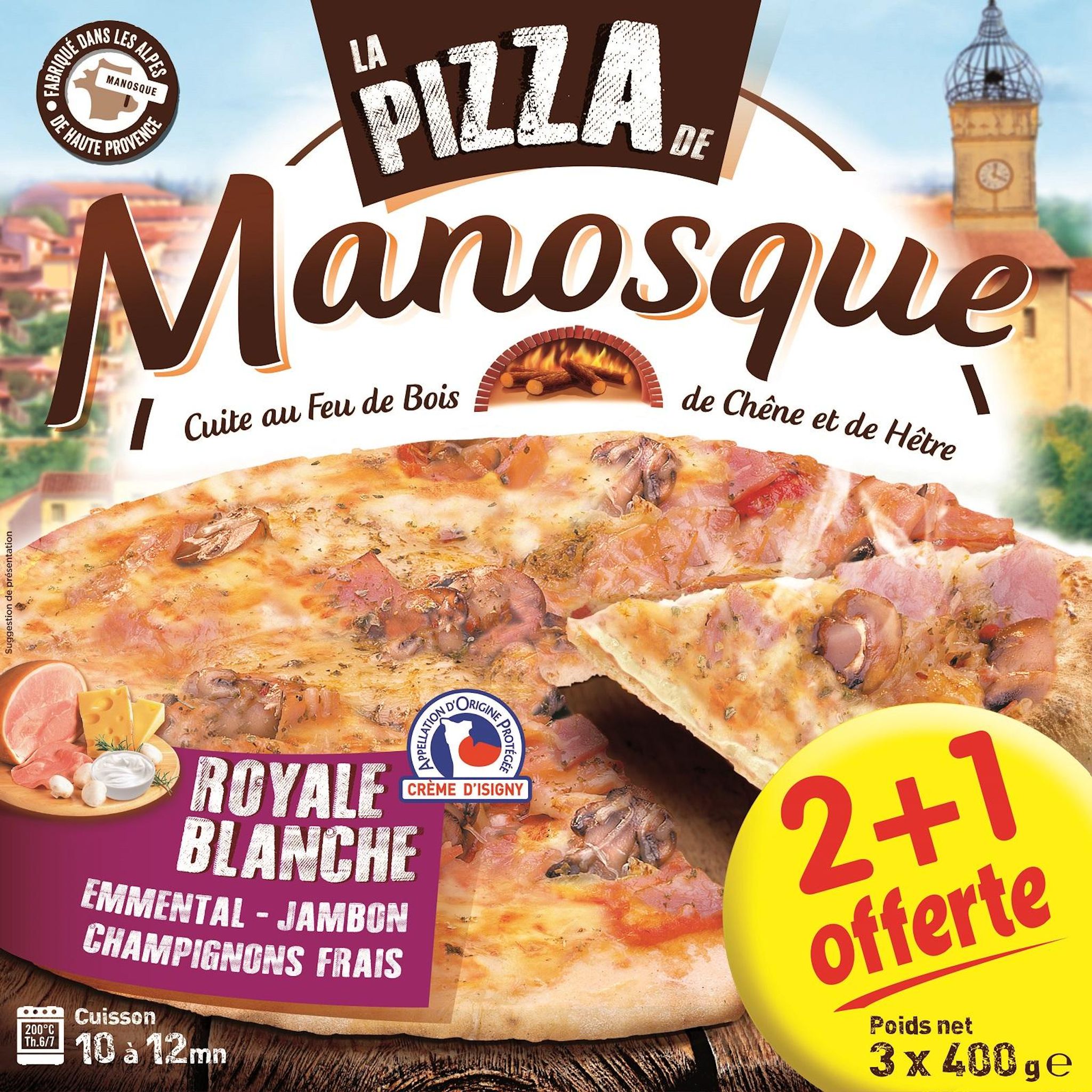 LA PIZZA DE MANOSQUE Pizza royale blanche 2+1 1.20Kg