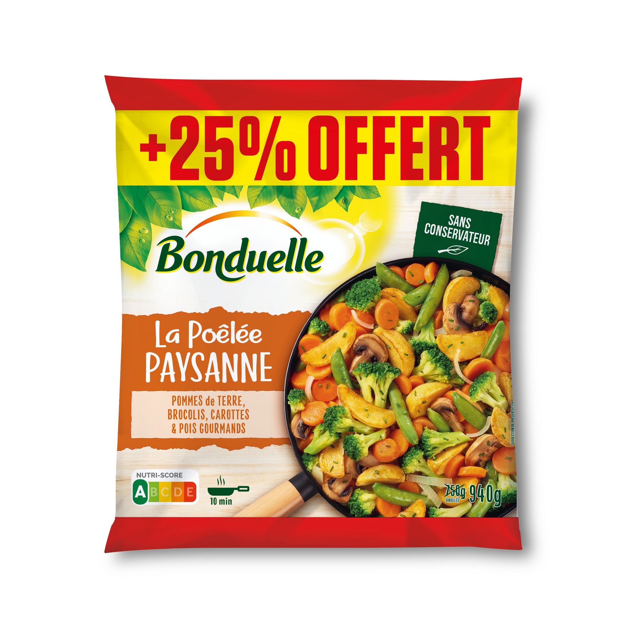 BONDUELLE Poêlée paysanne pommes de terre brocolis carottes et pois gourmands 940g