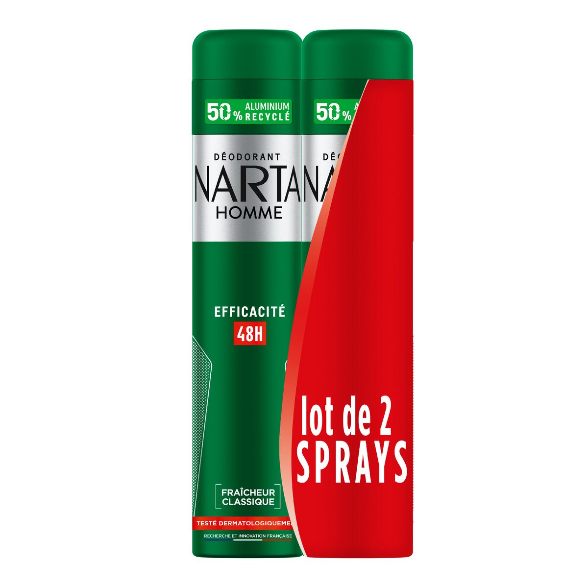 NARTA Homme déodorant efficacité 48h fraicheur classique 2x200ml