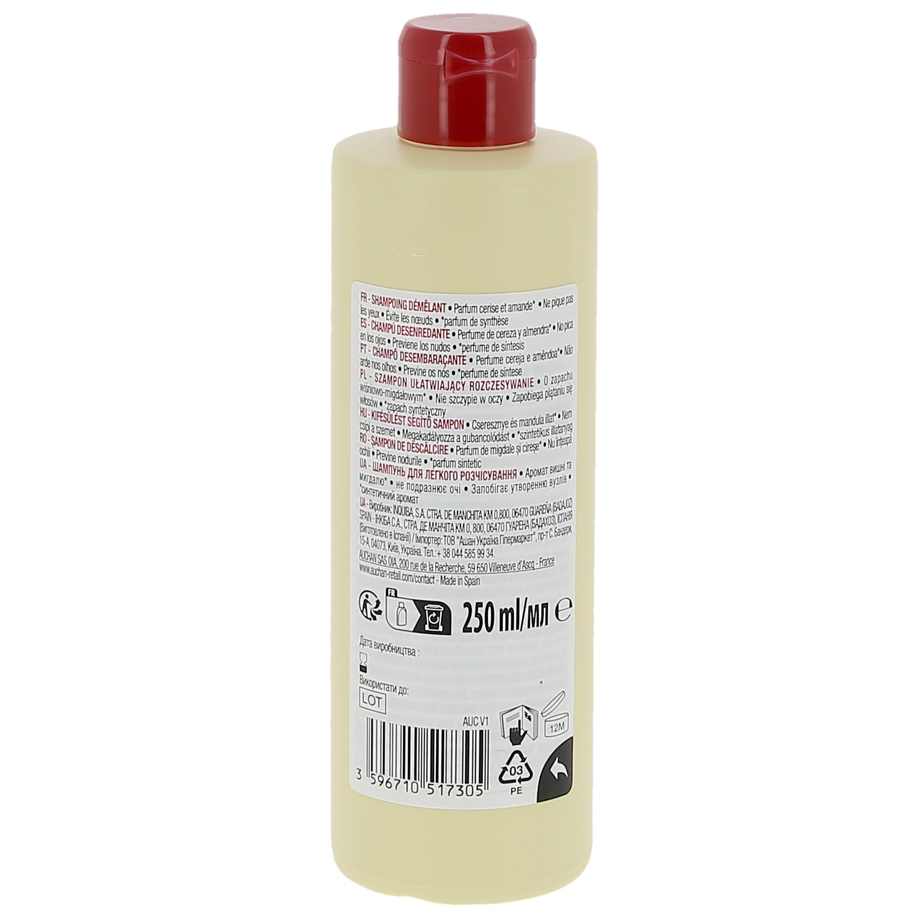 Voir la diapositive 2 : AUCHAN Shampoing démêlant parfum cerise et amande 250ml