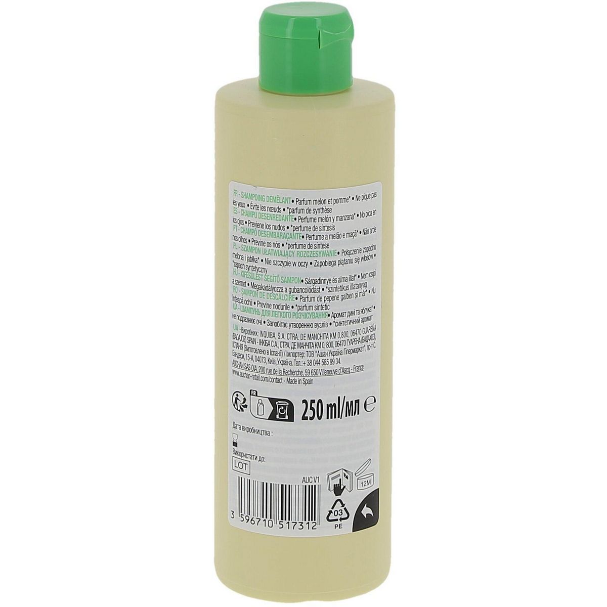 AUCHAN Shampoing démêlant melon pomme 250ml