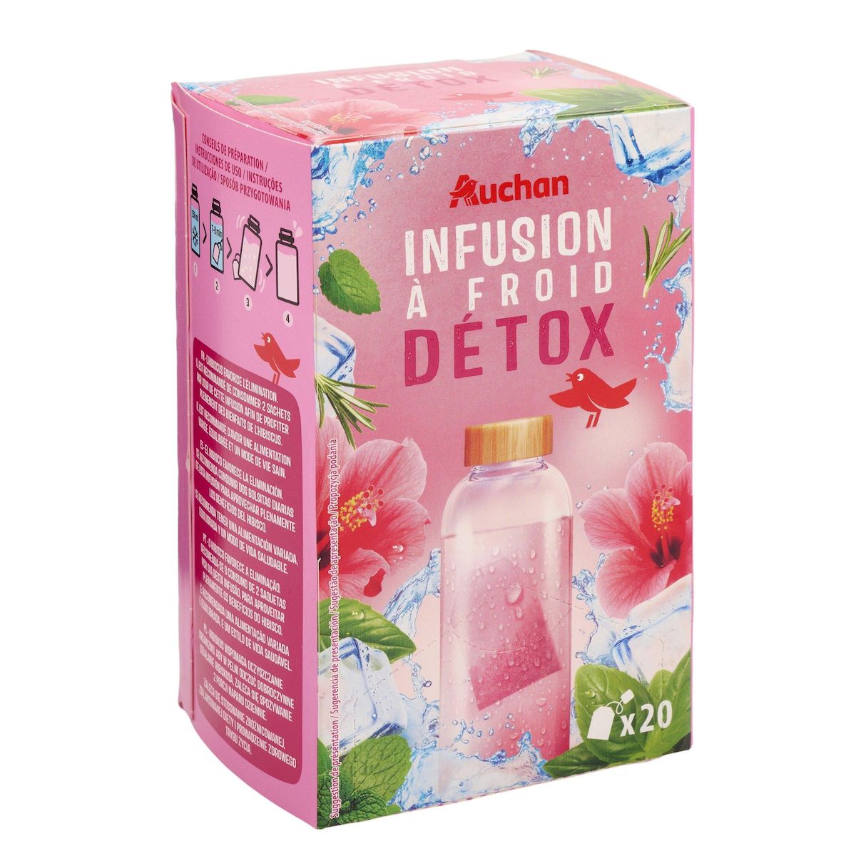 AUCHAN Infusion à froid détox 20 sachets 40g