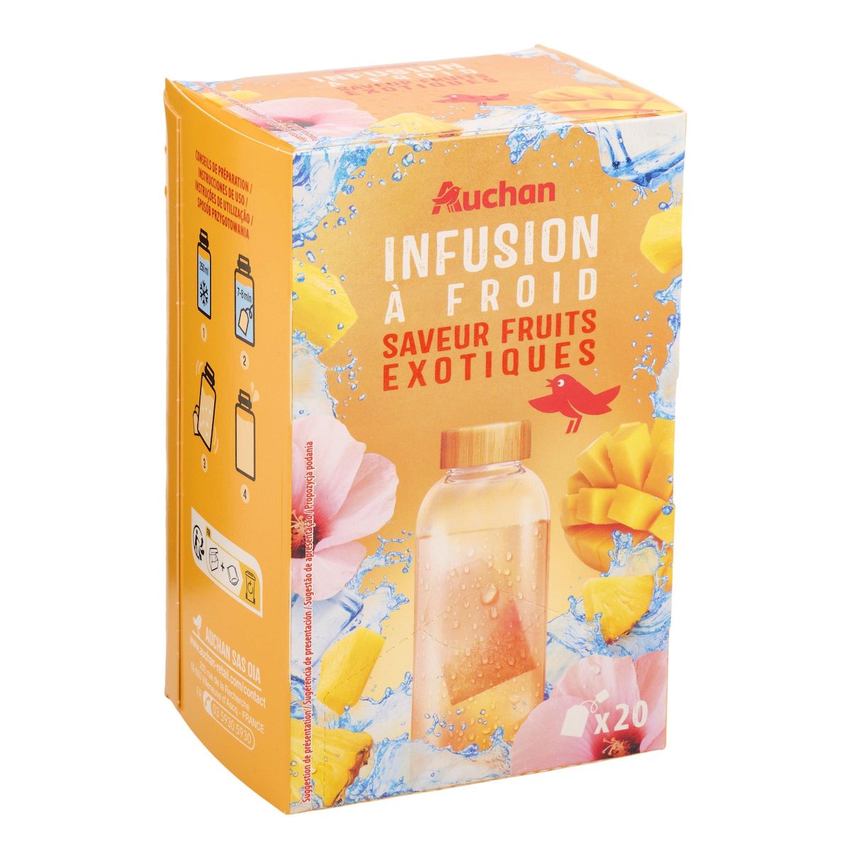 AUCHAN Infusion à froid saveur fruits exotiques 20 sachets 40g