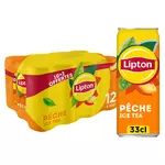 LIPTON Thé glacé saveur pêche boîtes 10x33cl + 2 offert