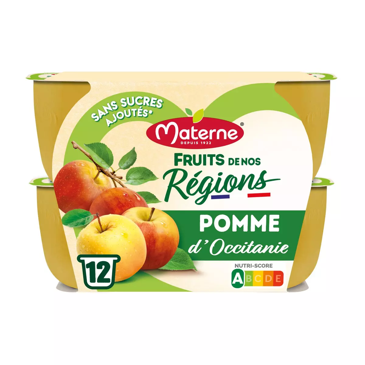 MATERNE Coupelles pomme d'Occitanie sans sucres ajoutés 12x100g