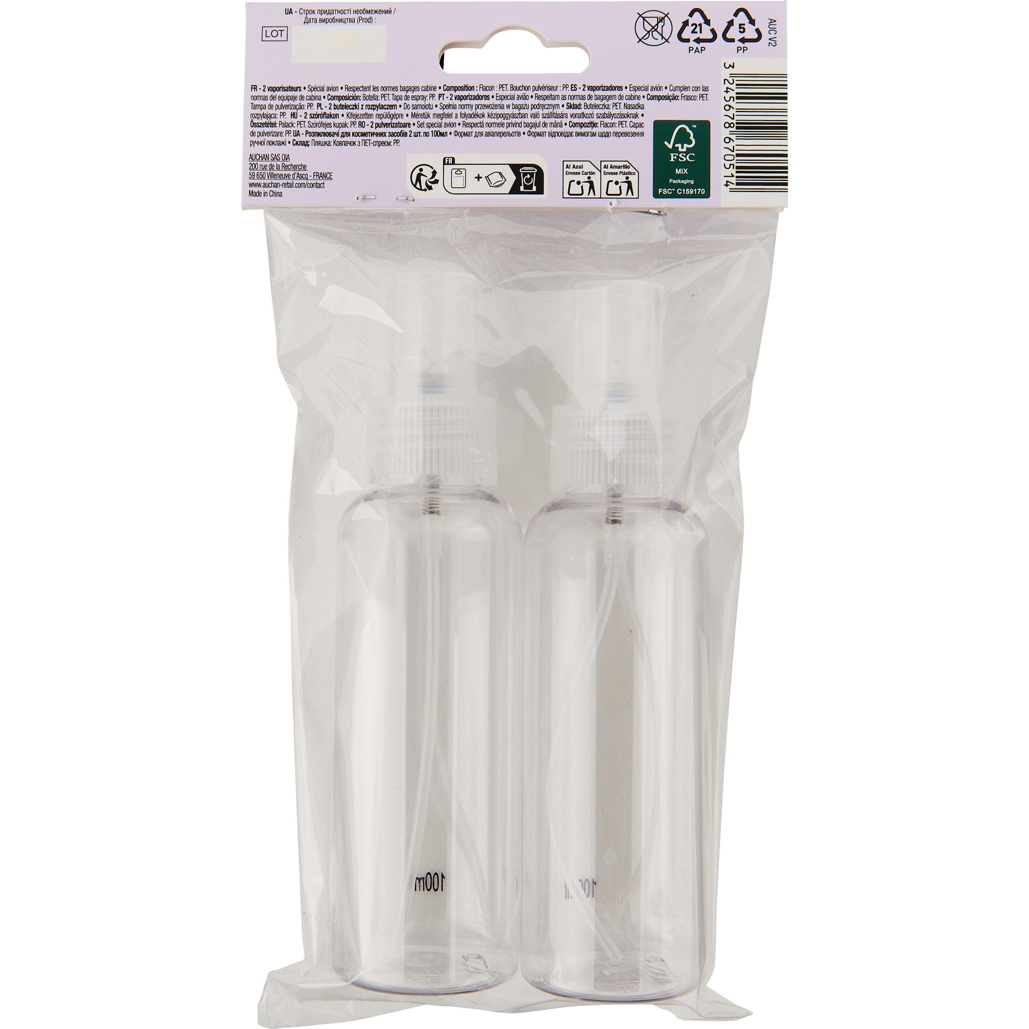 Voir la diapositive 2 : COSMIA Vaporisateurs 2 pièces 2x50ml