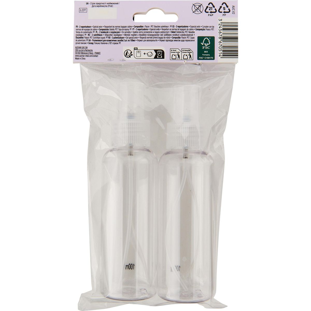 COSMIA Vaporisateurs 2 pièces 2x50ml