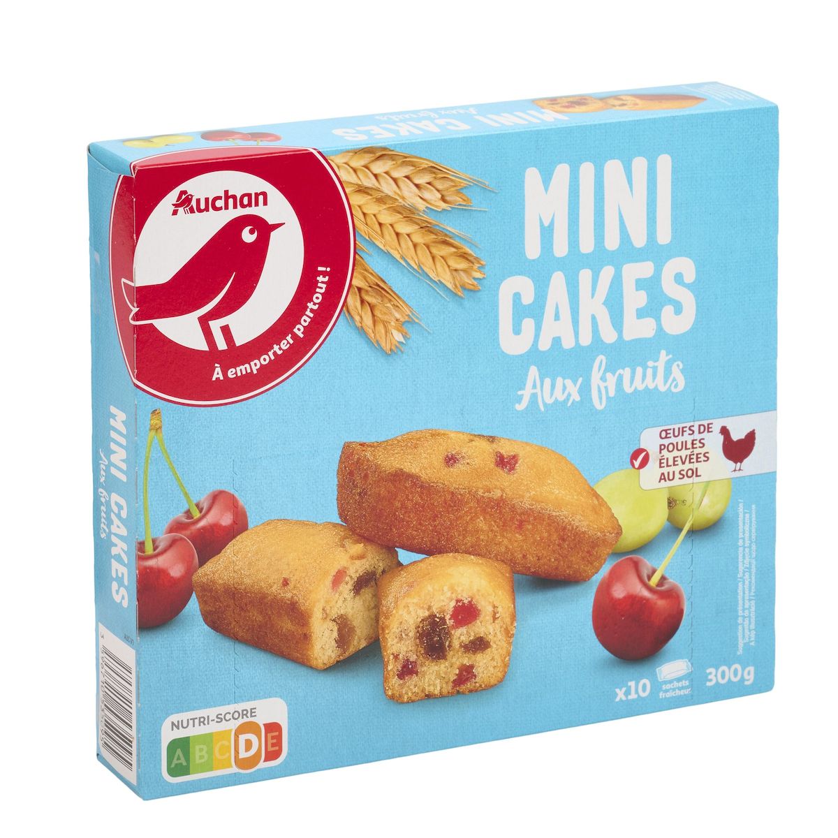 AUCHAN Mini cakes aux fruits sachets individuels 10 cakes 300g