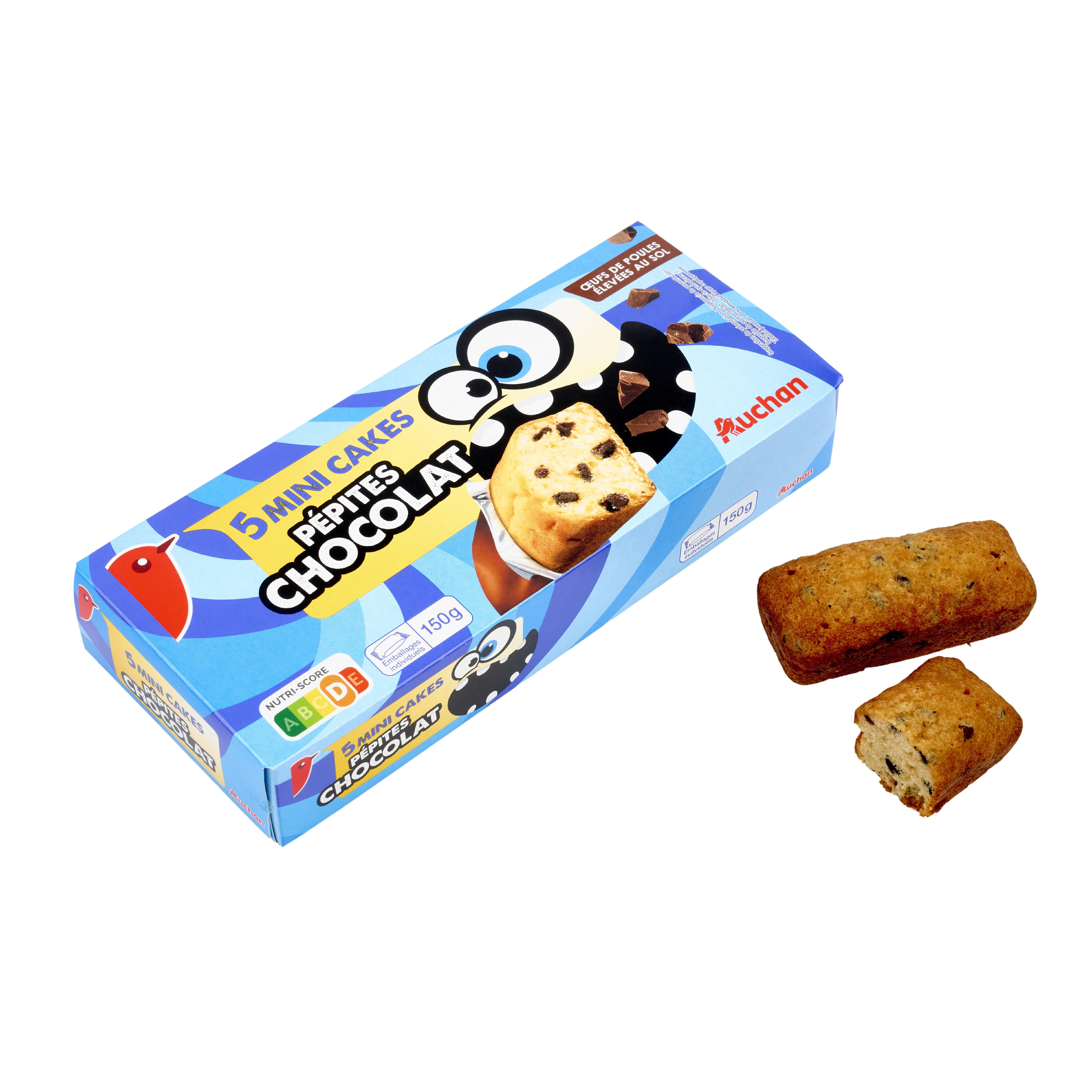 Voir la diapositive 4 : AUCHAN Mini cakes aux pépites de chocolat sachets individuels 5 cakes 150g
