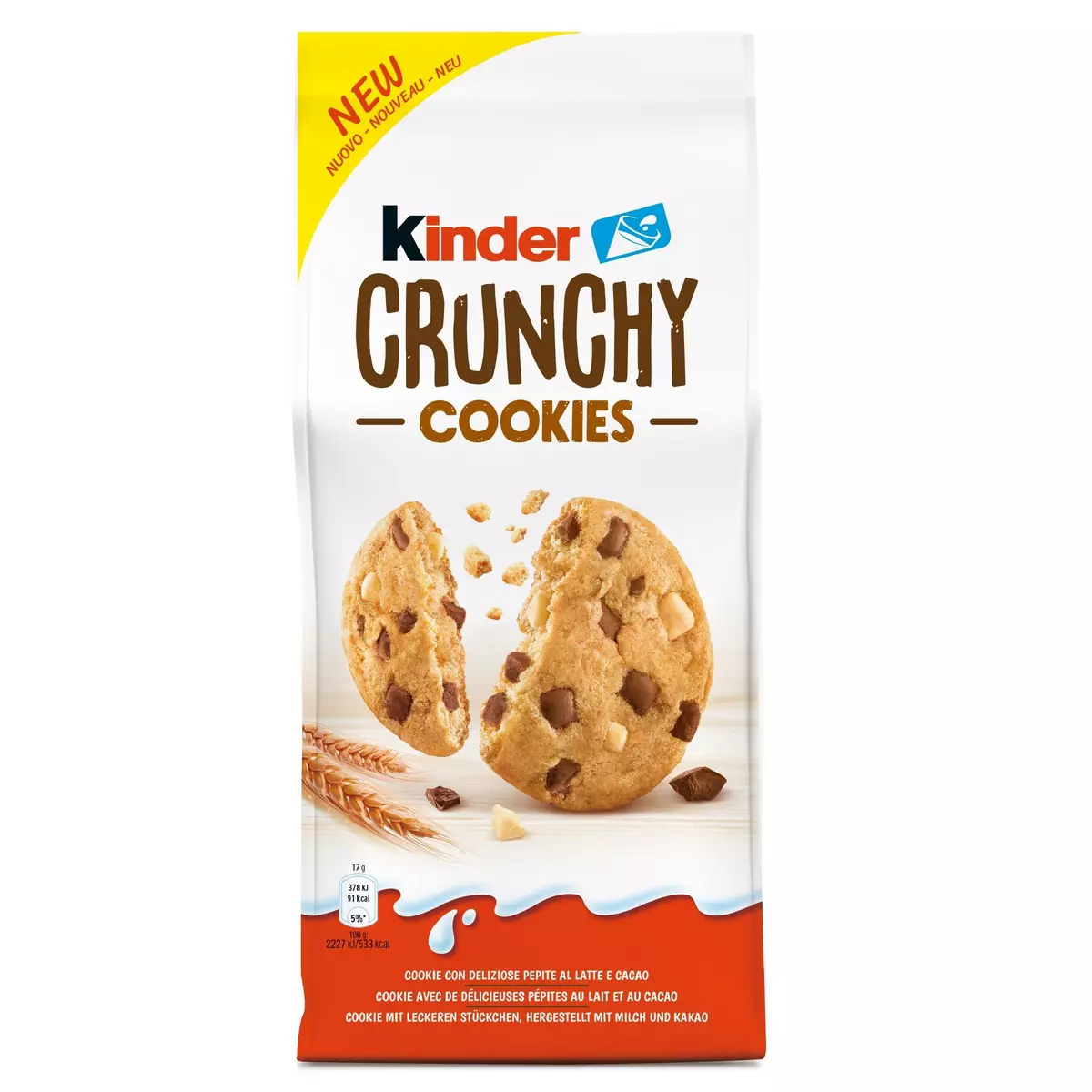 KINDER Crunchy cookies avec pépites au lait et au cacao 136g