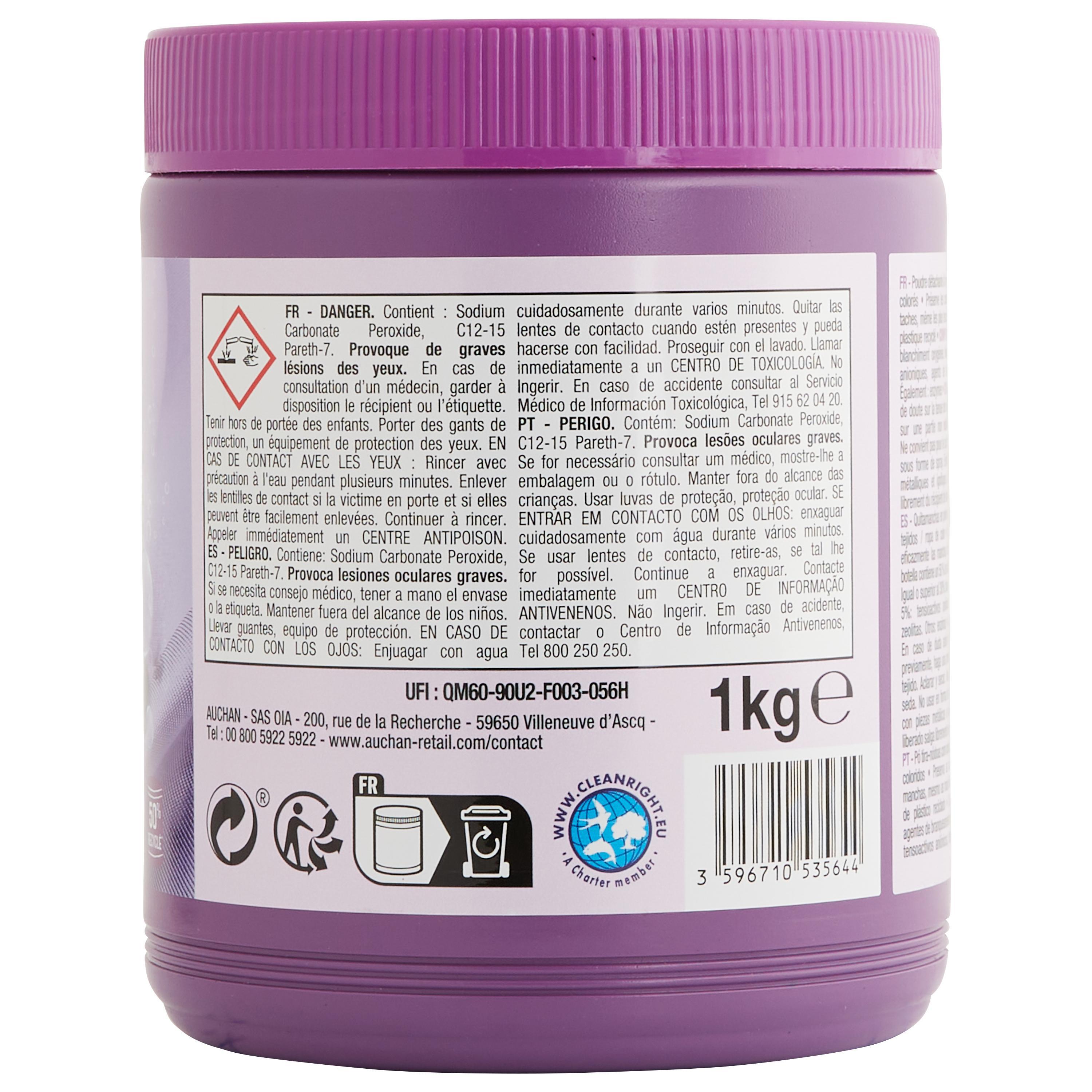 Voir la diapositive 4 : AUCHAN Poudre détachante tous textiles 1kg