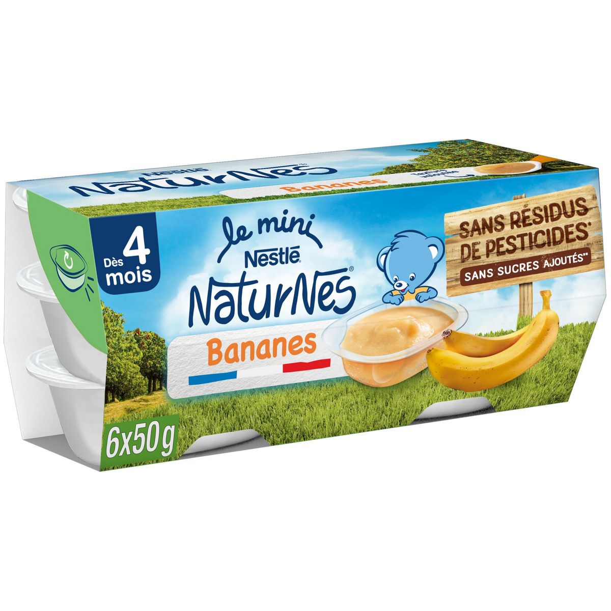 NESTLE Naturnes mini pot dessert banane sans sucres ajoutés dès 4 mois 6x50g