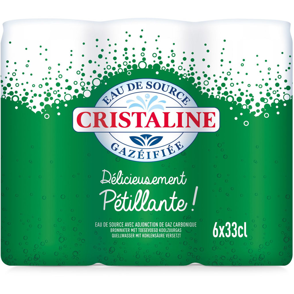 CRISTALINE Eau de source gazeuse boites 6x33cl