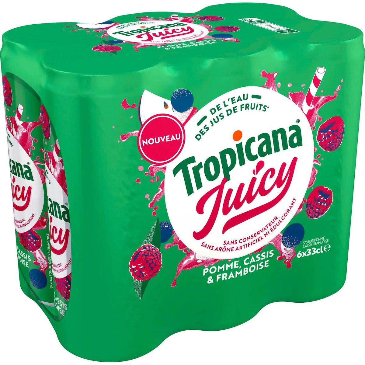 TROPICANA Juicy Boisson à l'eau de source pomme cassis framboise boîte 6x33cl
