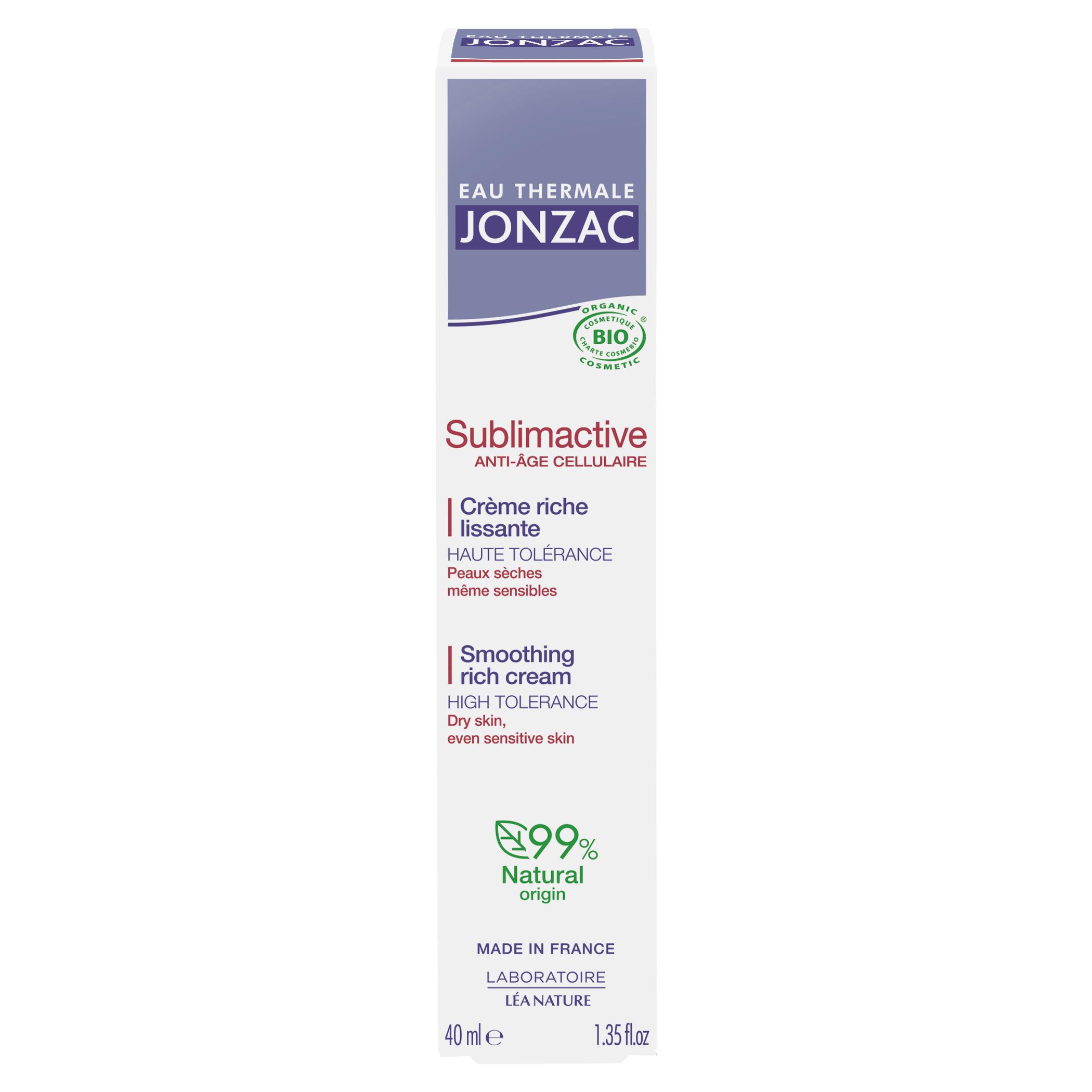Voir la diapositive 2 : EAU THERMALE JONZAC Sublimactive Crème riche lissante bio 40ml