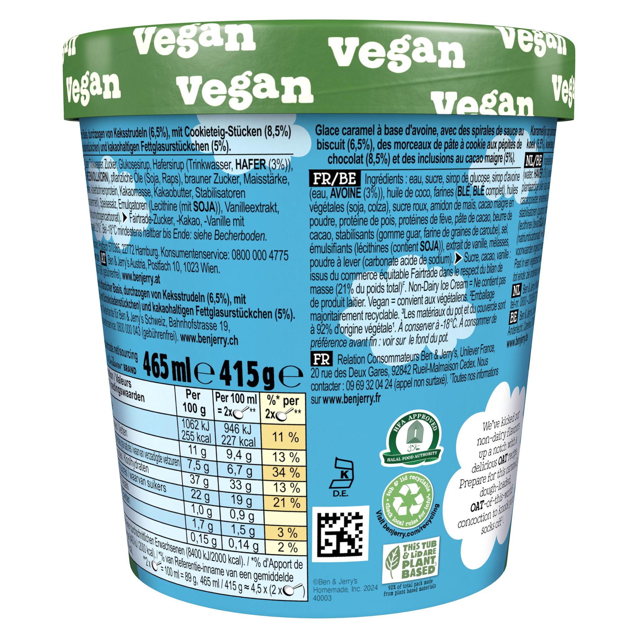 Voir la diapositive 3 : BEN & JERRY'S Pot de crème glacée aux cookies et pâte à cookie 414g