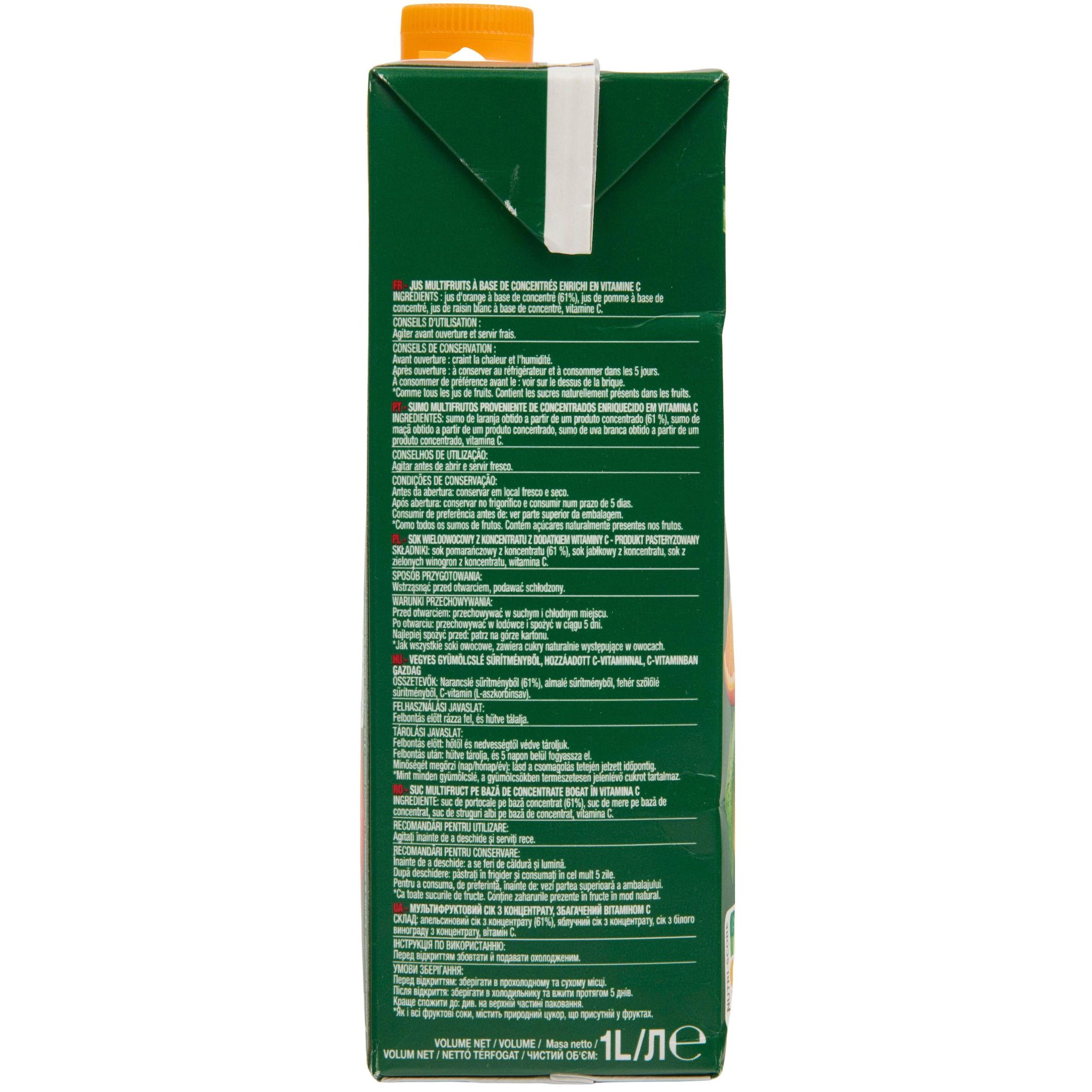 Voir la diapositive 6 : AUCHAN Jus d'orange multifruits à base de concentrés sans sucres ajoutés sans pulpe 1l