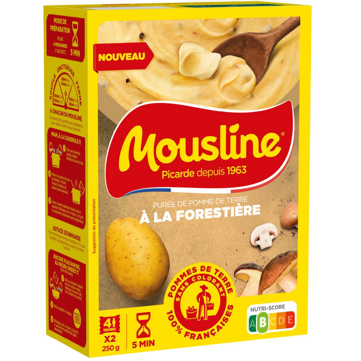 MOUSLINE Purée de pomme de terre à la forestière 2 sachets de 4 portions 2x125g