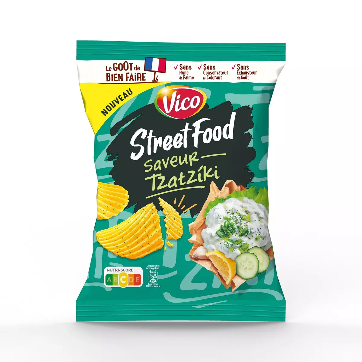 VICO Chips ondulées Street Food saveur Tzatziki 120g