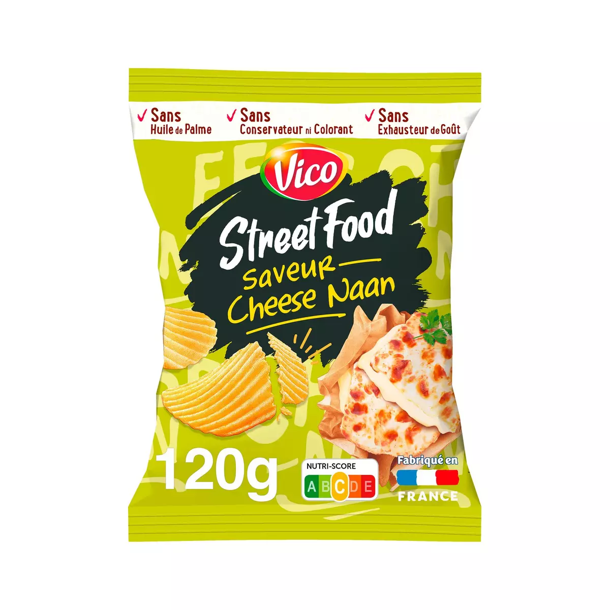 VICO Chips ondulées Street Food saveur Cheese Naan 120g