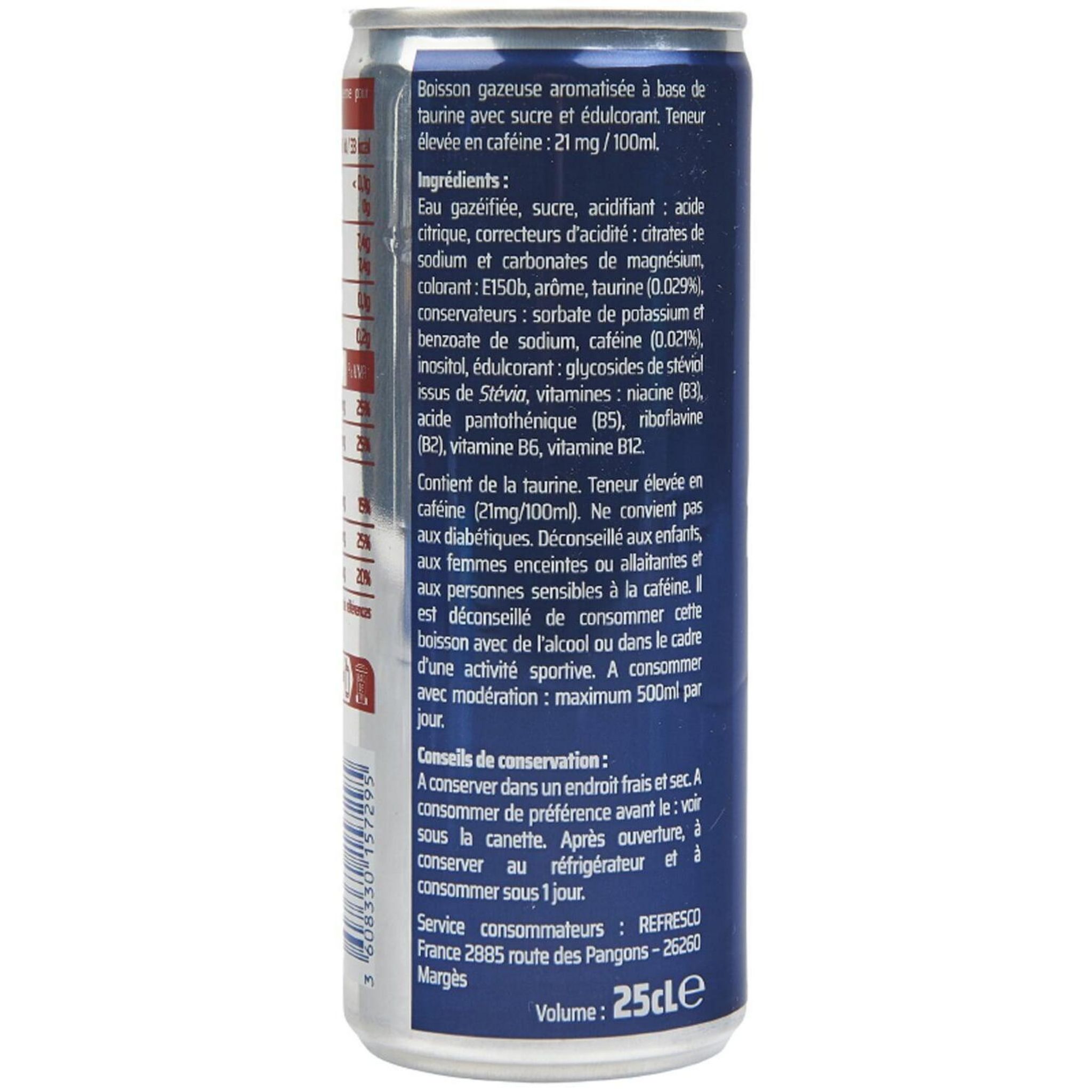 Voir la diapositive 5 : TAURINE DRINK Boisson énergisante gazeuse Regular boîte 25cl