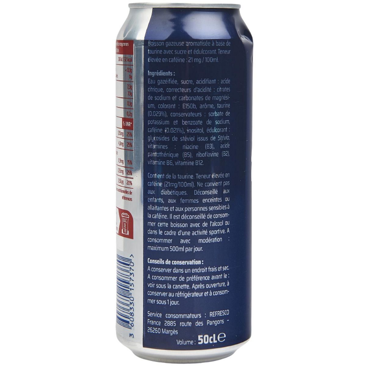 TAURINE DRINK Boisson énergisante gazeuse Taurine drink Regular boîte 50cl