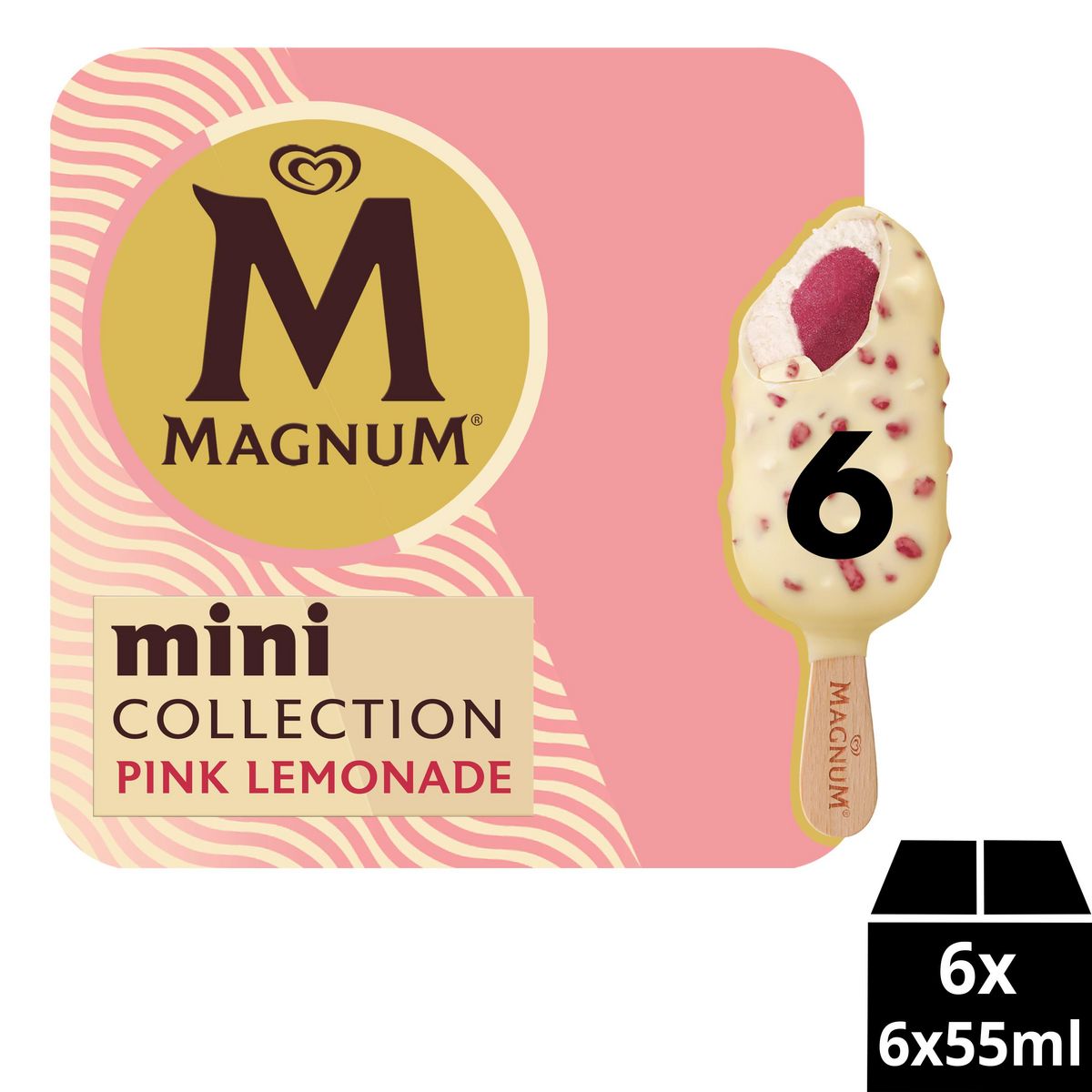 MAGNUM Mini bâtonnets glacés euphoria pink lemonade citron framboise 6 pièces 258g