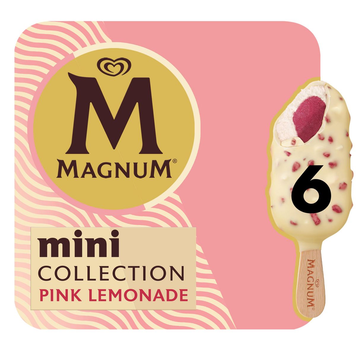 MAGNUM Mini bâtonnets glacés euphoria pink lemonade citron framboise 6 pièces 258g