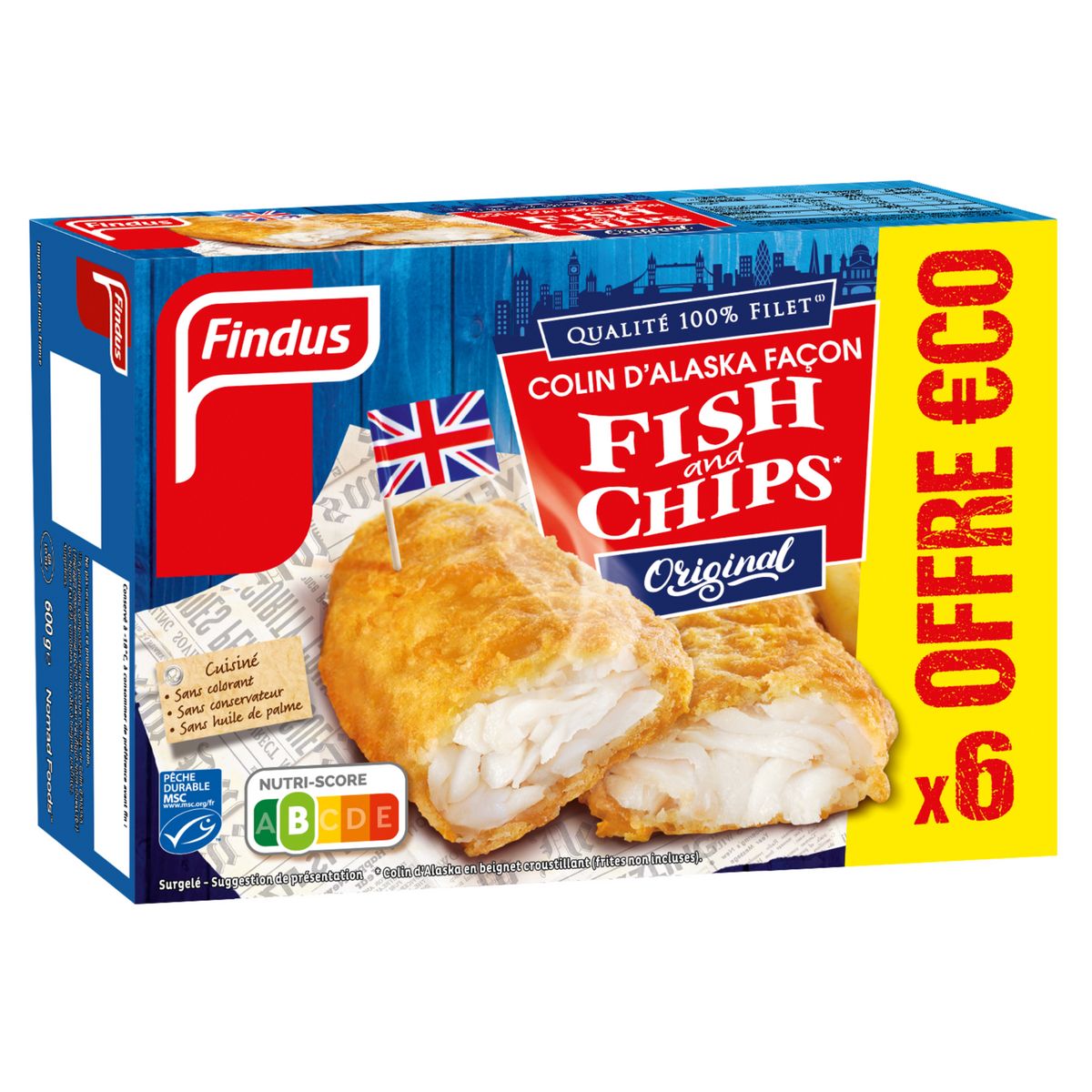 FINDUS Colin d'Alaska façon fish and chips 6 pièces 600g
