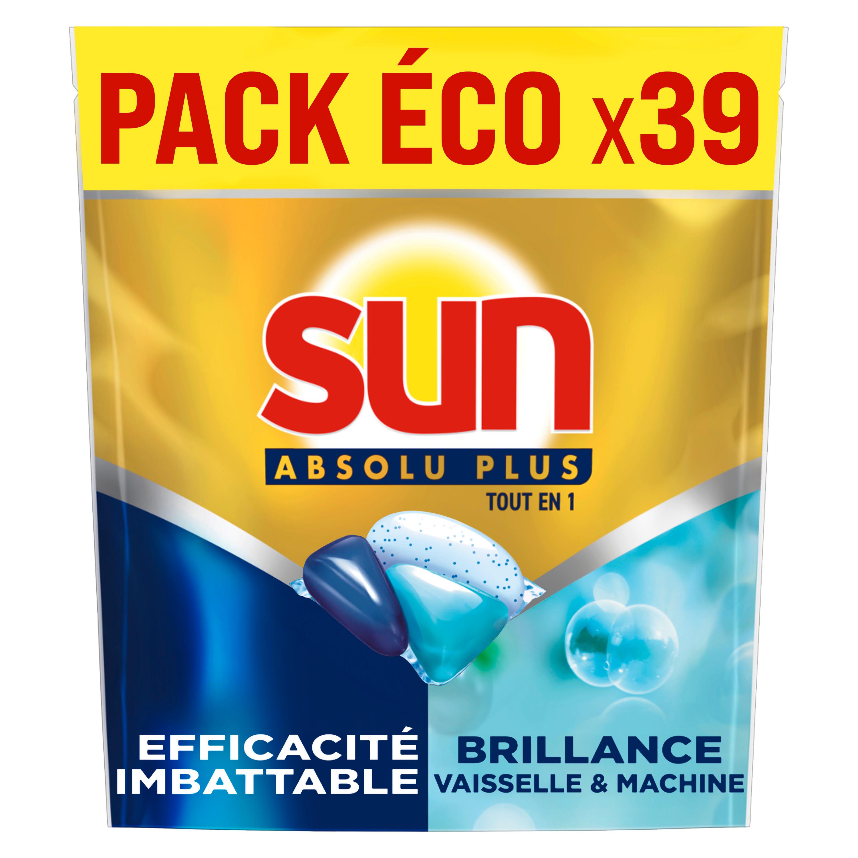 Voir la diapositive 2 : SUN Absolu plus Capsules lave-vaisselle double action 39 lavages 585g