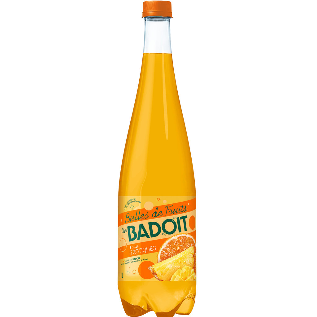 BADOIT Eau gazeuse Bulles de fruits aromatisée fruits exotiques 1l