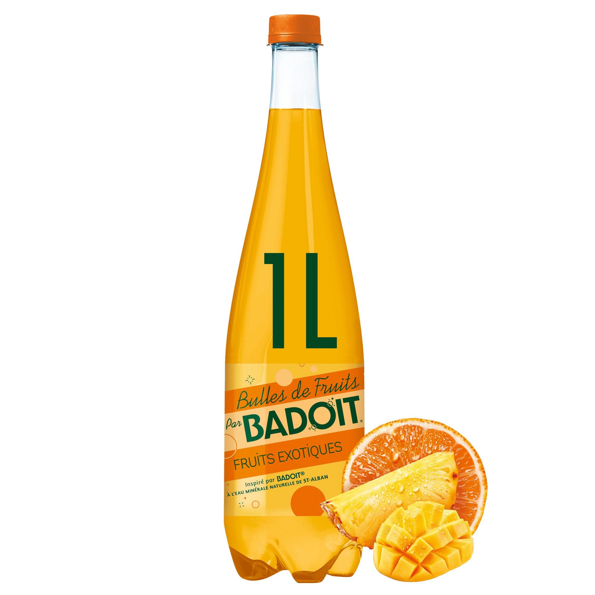 Voir la diapositive 2 : BADOIT Eau gazeuse Bulles de fruits aromatisée fruits exotiques 1l