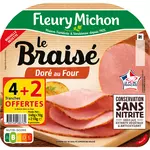FLEURY MICHON Jambon braisé doré au four sans nitrite 4 tranches + 2 offertes 210g