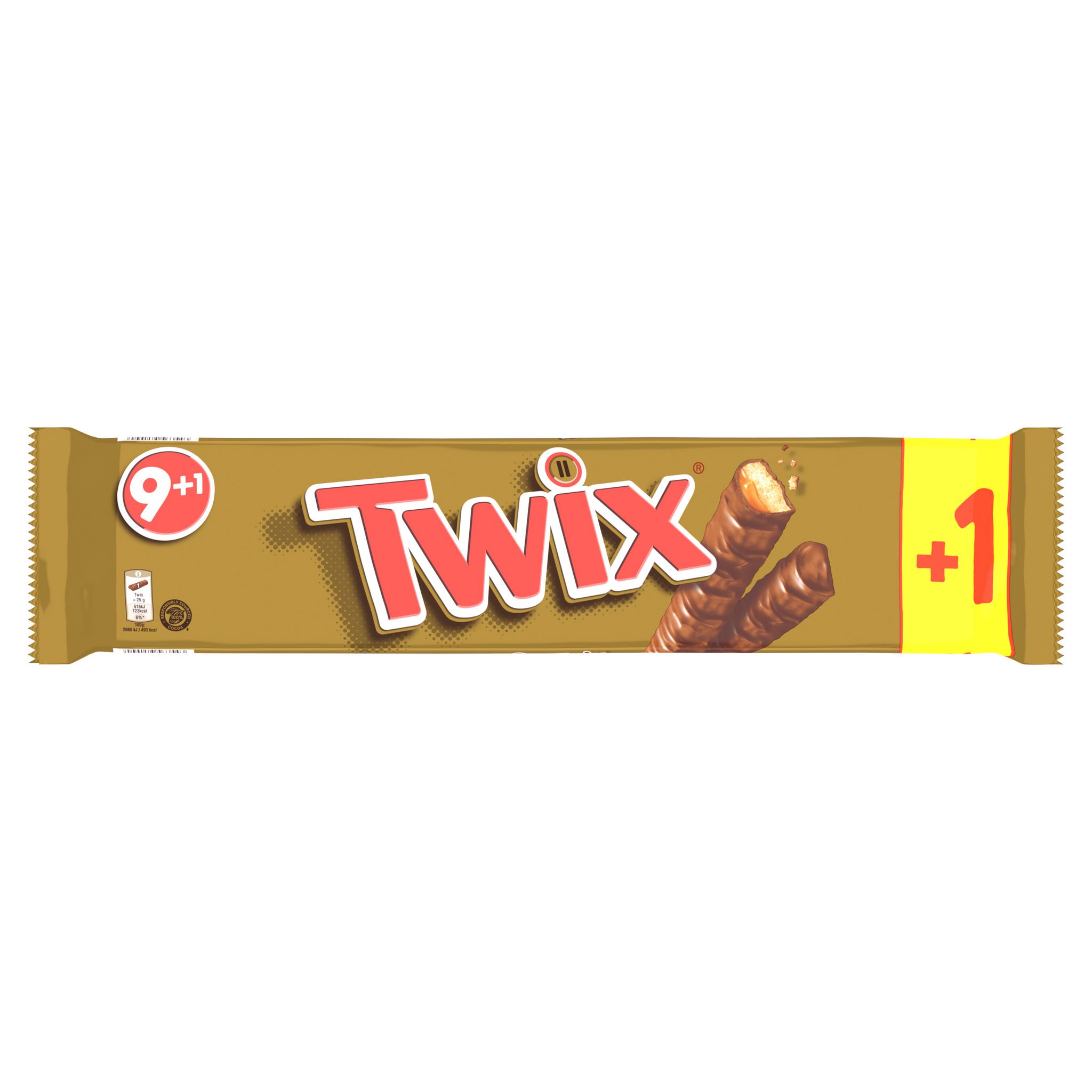 TWIX Barres chocolatées au biscuit recouvert de caramel 9+1 barres 500g