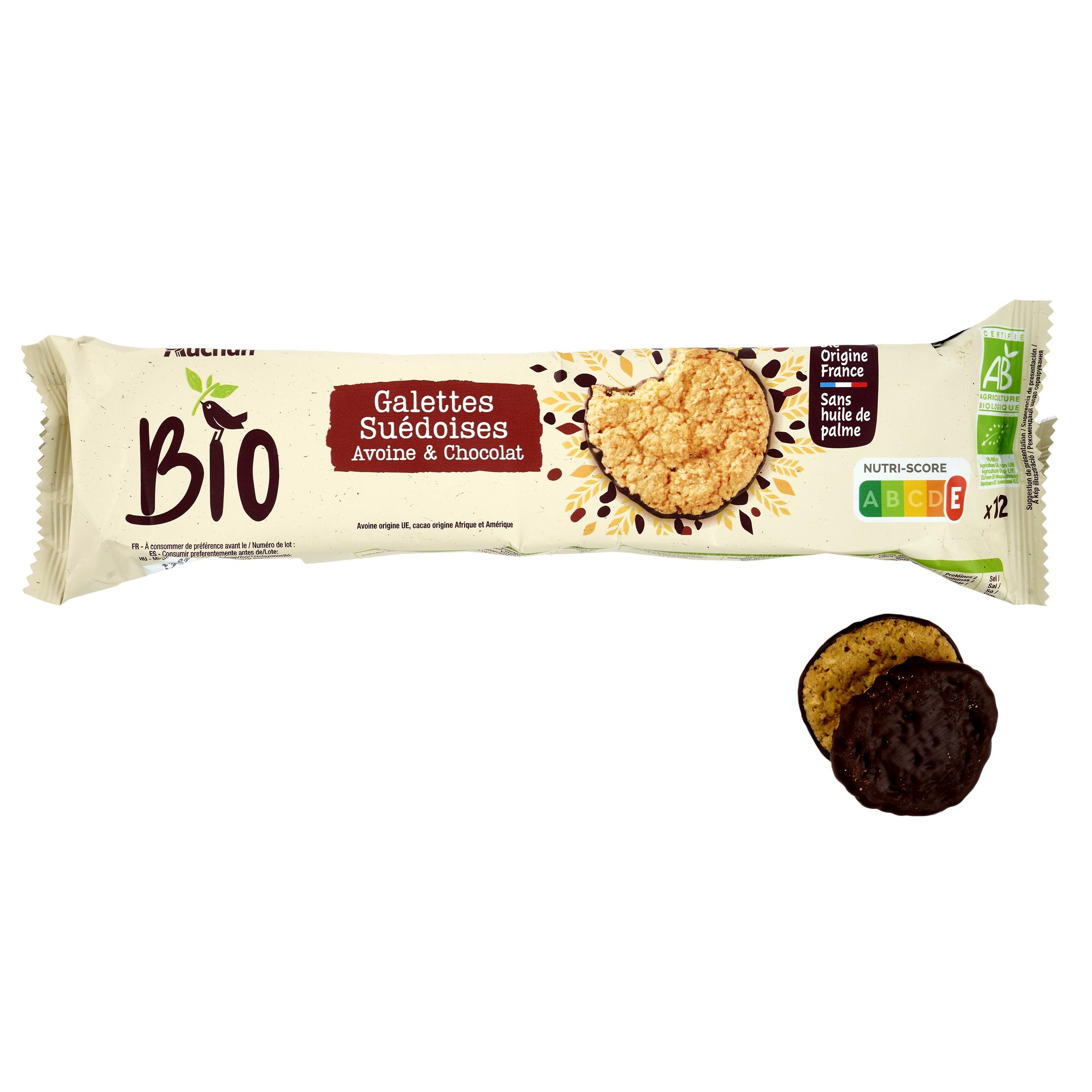 Voir la diapositive 6 : AUCHAN BIO Galettes suédoises bio au chocolat noir 131g